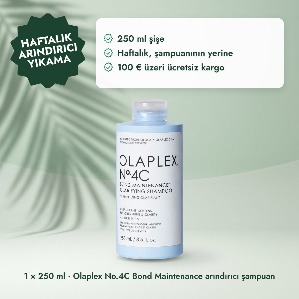 1 × 250 ml · Olaplex No.4C Bond Maintenance arındırıcı şampuan: Haftalık arındırıcı yıkama