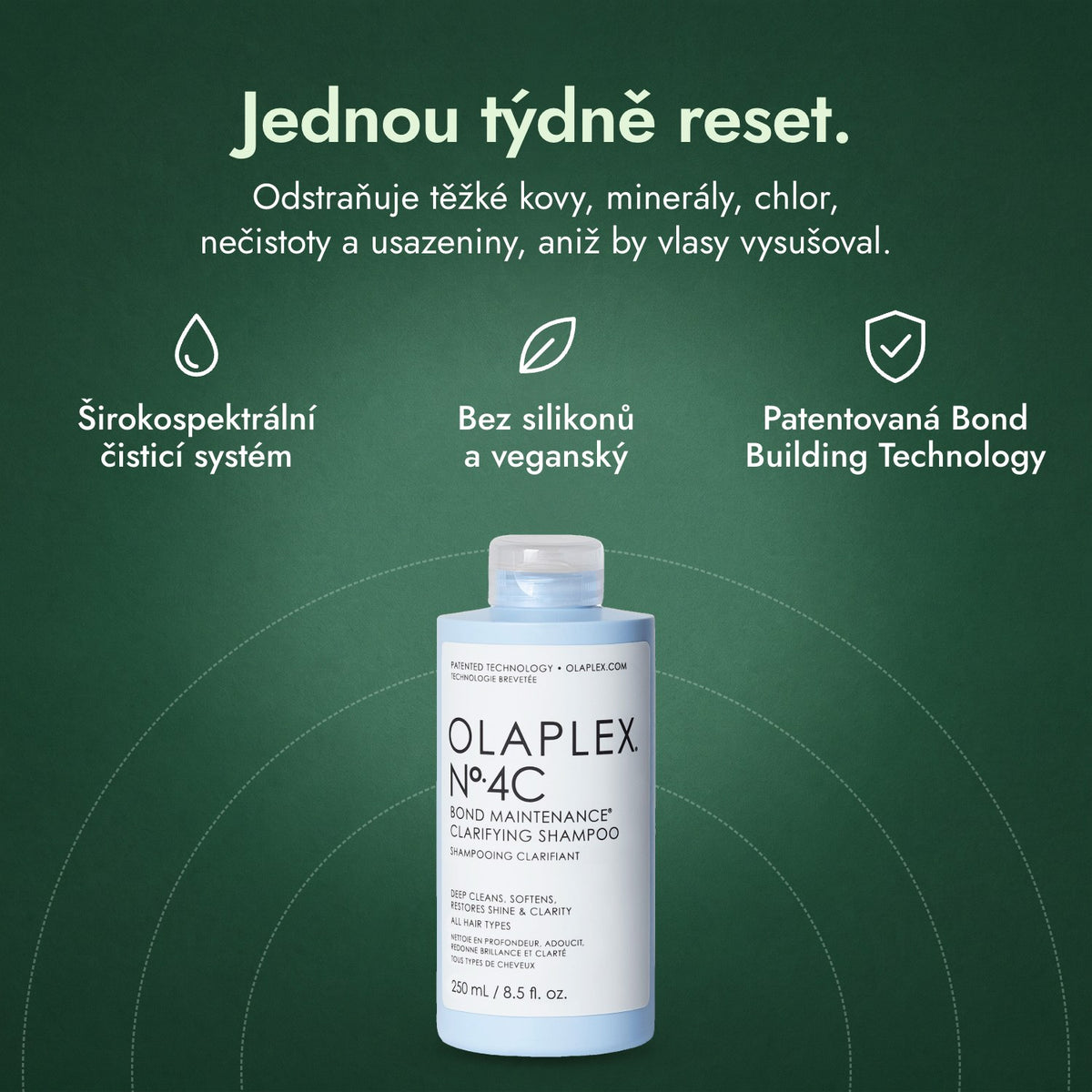 Olaplex No.4C Bond Maintenance Clarifying Shampoo: Jednou týdně reset. Širokospektrální čisticí systém, Bez silikonů a veganský, Patentovaná Bond Building Technology