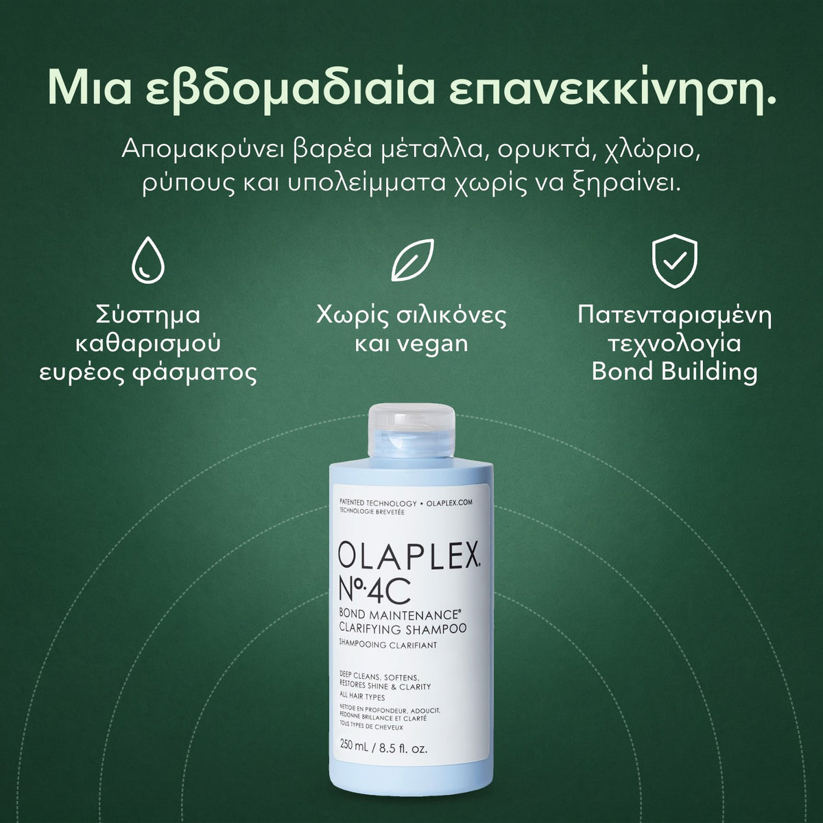 Olaplex No.4C Bond Maintenance, σαμπουάν βαθύ καθαρισμού: Μια εβδομαδιαία επανεκκίνηση. Σύστημα καθαρισμού ευρέος φάσματος, Χωρίς σιλικόνες και vegan, Πατενταρισμένη τεχνολογία Bond Building