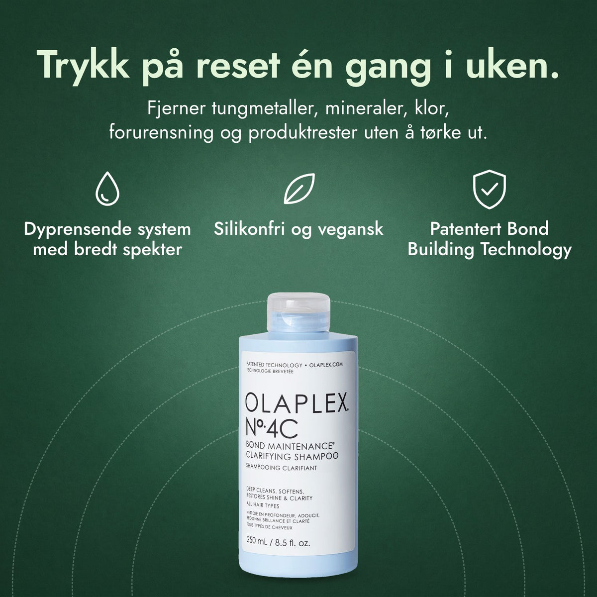Olaplex No.4C Bond Maintenance Clarifying sjampo: Trykk på reset én gang i uken. Dyprensende system med bredt spekter, Silikonfri og vegansk, Patentert Bond Building Technology