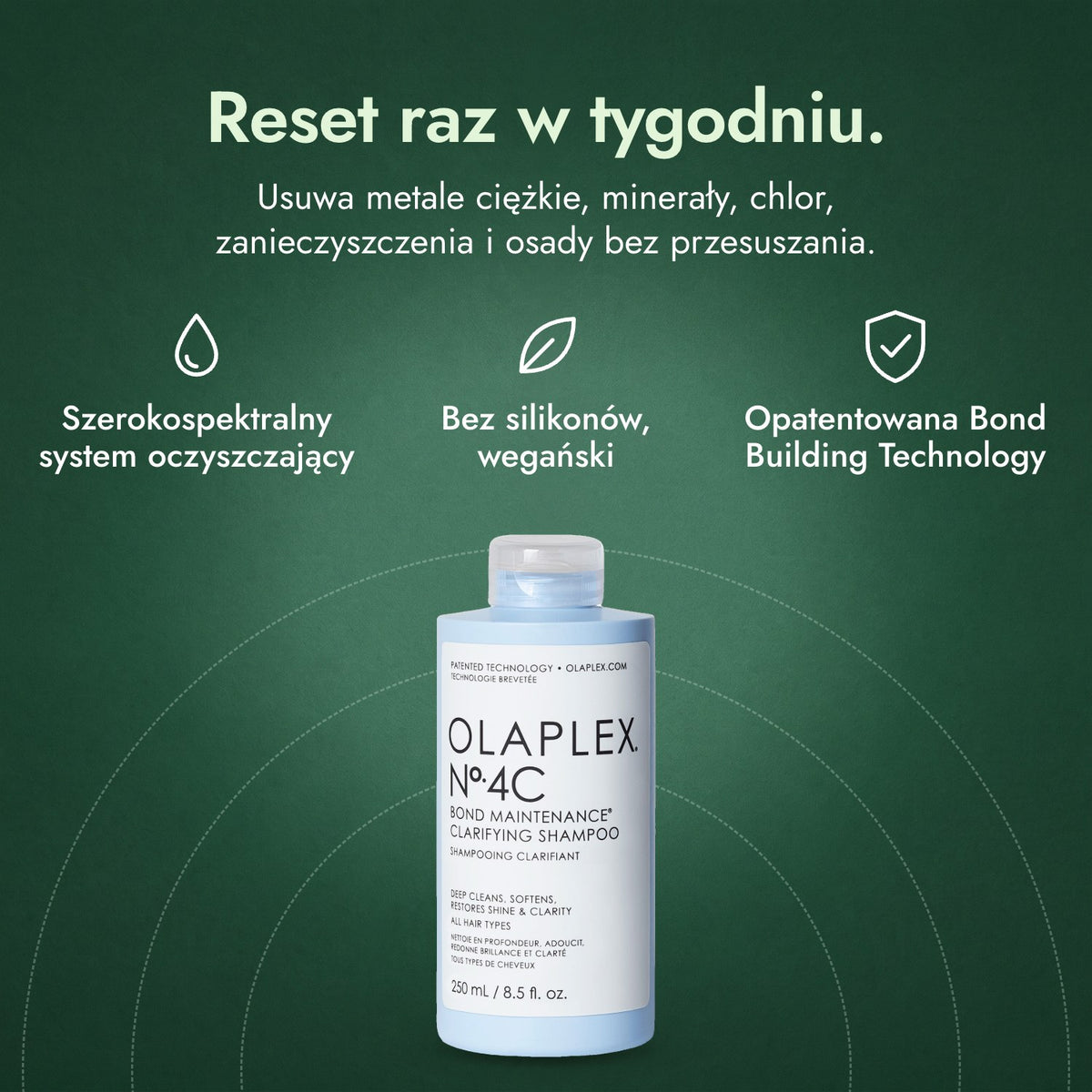 Olaplex No.4C Bond Maintenance szampon oczyszczający: Reset raz w tygodniu. Szerokospektralny system oczyszczający, Bez silikonów, wegański, Opatentowana Bond Building Technology