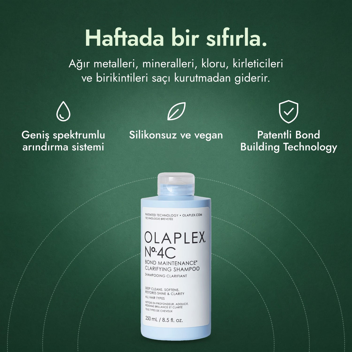 Olaplex No.4C Bond Maintenance arındırıcı şampuan: Haftada bir sıfırla. Geniş spektrumlu arındırma sistemi, Silikonsuz ve vegan, Patentli Bond Building Technology