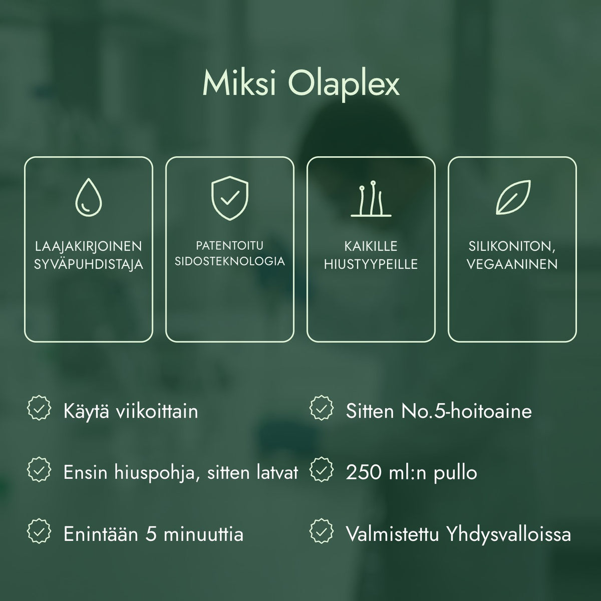 Miksi Olaplex: Laajakirjoinen syväpuhdistaja, Patentoitu sidosteknologia, Kaikille hiustyypeille, Silikoniton, vegaaninen