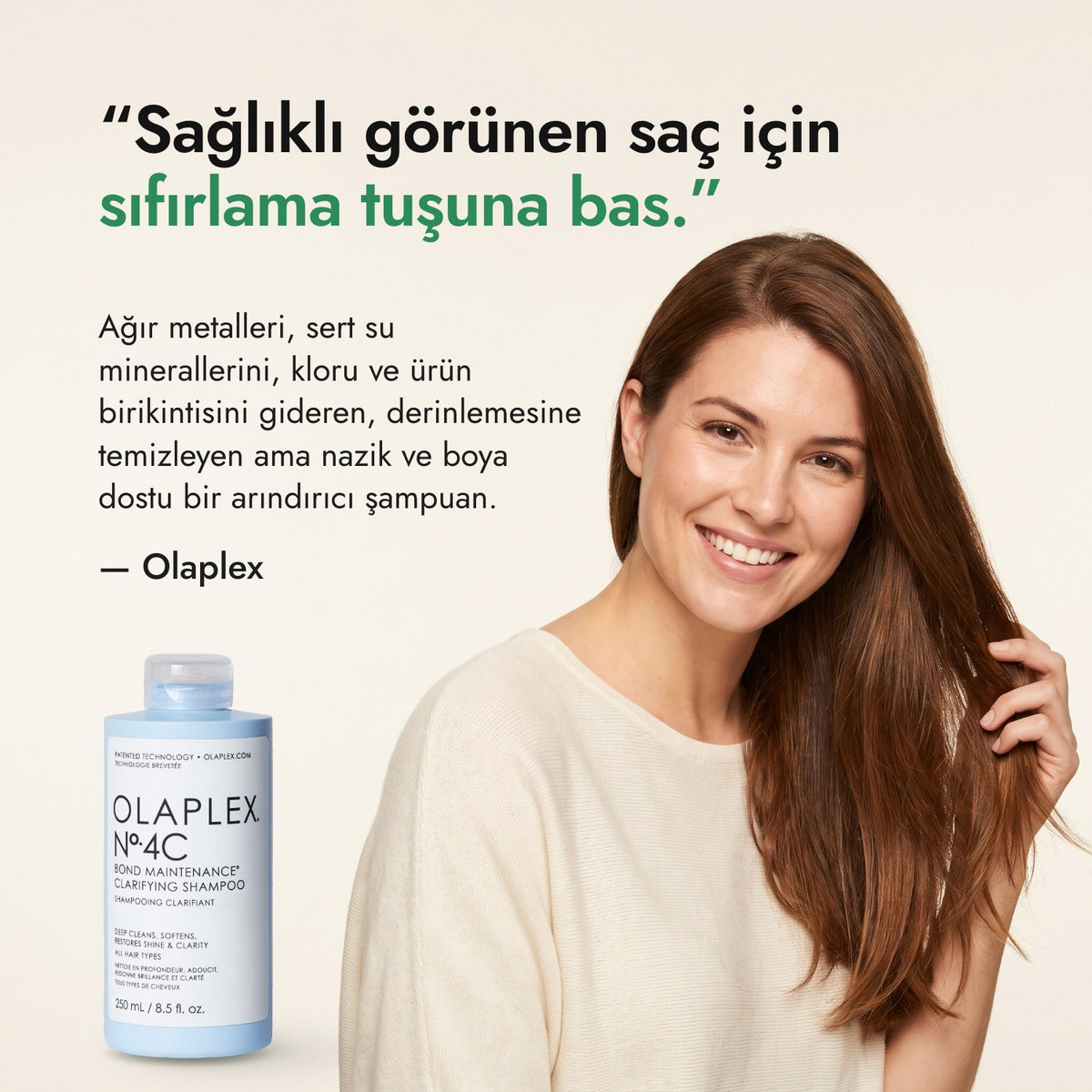 Sağlıklı görünen saç için sıfırlama tuşuna bas. — Olaplex