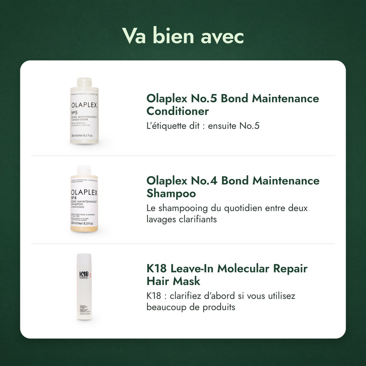 Va bien avec: Olaplex No.5 Bond Maintenance Conditioner, Olaplex No.4 Bond Maintenance Shampoo, K18 Leave-In Molecular Repair Hair Mask
