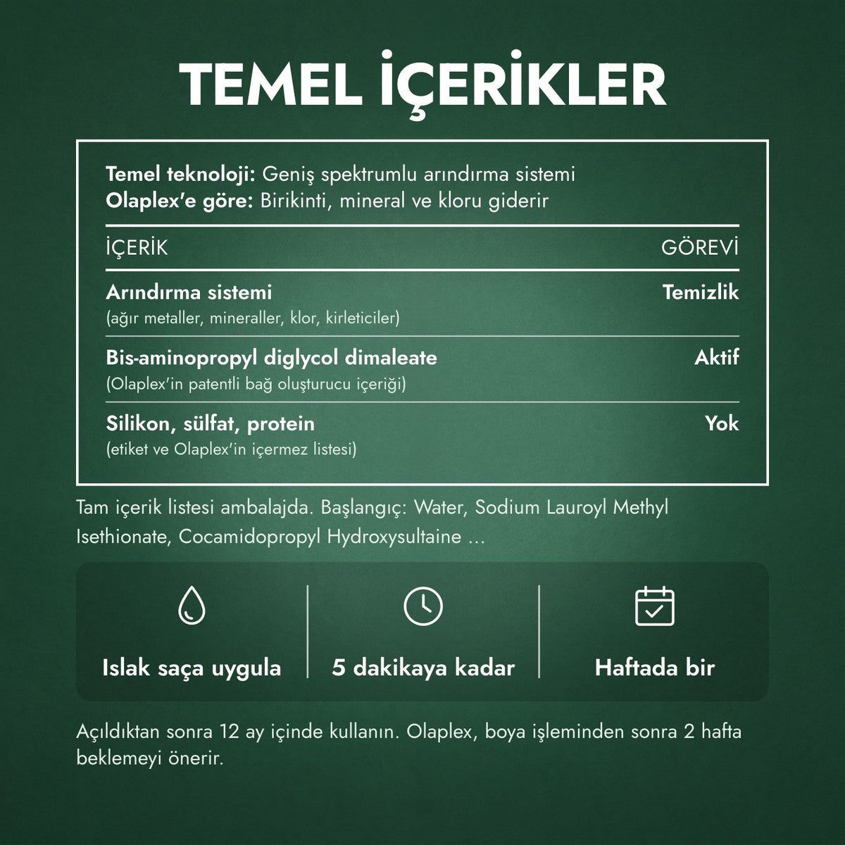 Temel içerikler: Olaplex No.4C Bond Maintenance arındırıcı şampuan