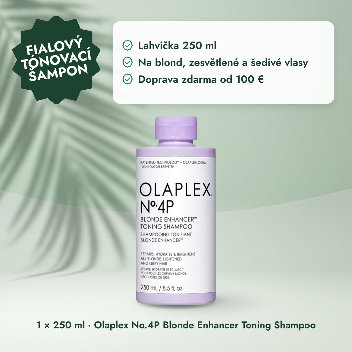 1 × 250 ml · Olaplex No.4P Blonde Enhancer Toning Shampoo: Fialový tónovací šampon
