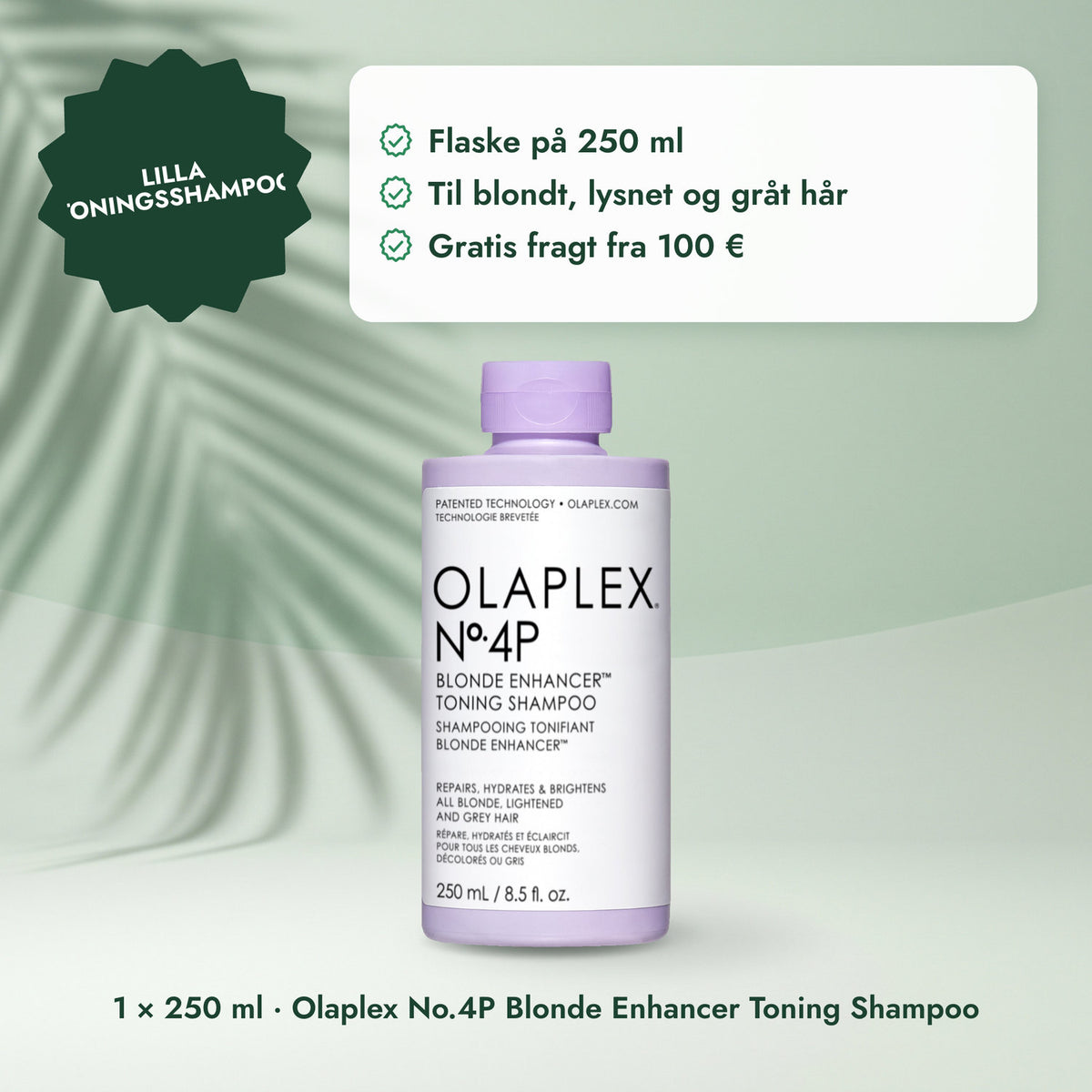 1 × 250 ml · Olaplex No.4P Blonde Enhancer Toning Shampoo: Lilla toningsshampoo