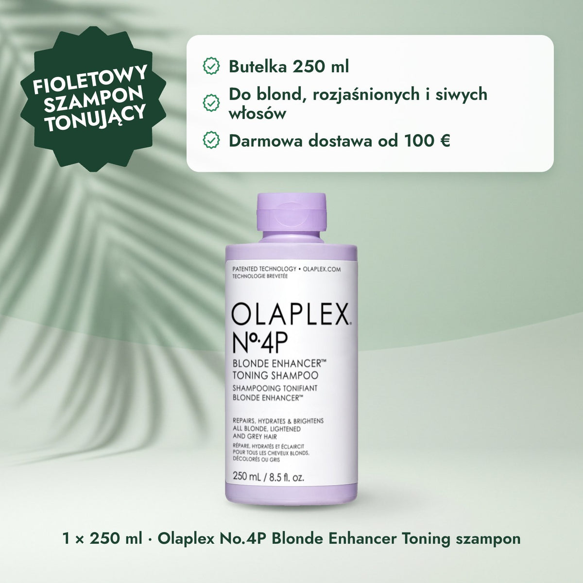 1 × 250 ml · Olaplex No.4P Blonde Enhancer Toning szampon: Fioletowy szampon tonujący