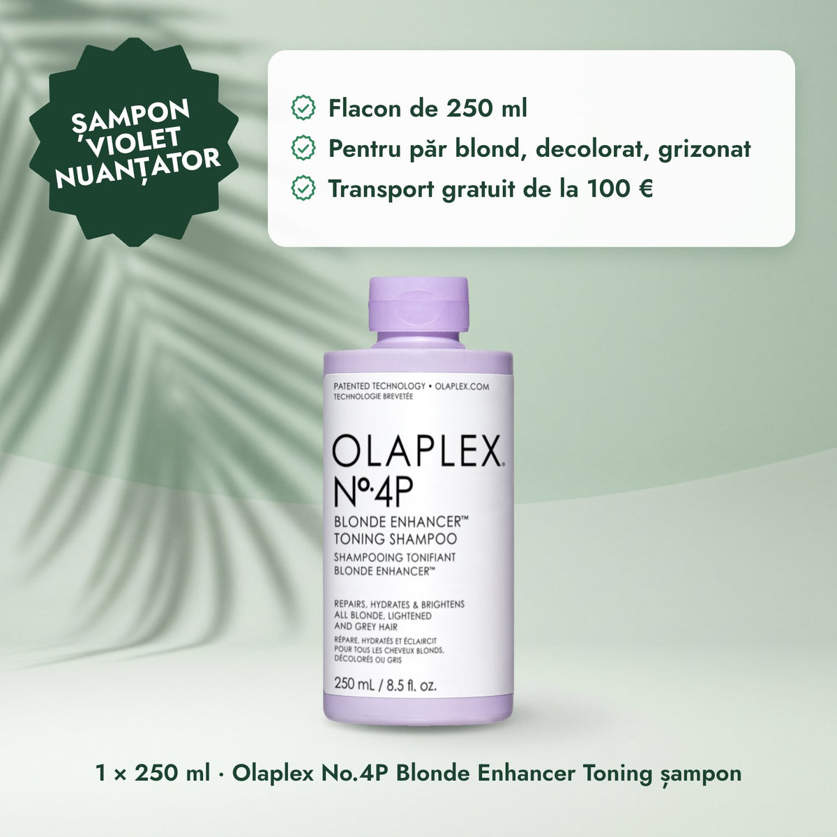 1 × 250 ml · Olaplex No.4P Blonde Enhancer Toning șampon: Șampon violet nuanțator