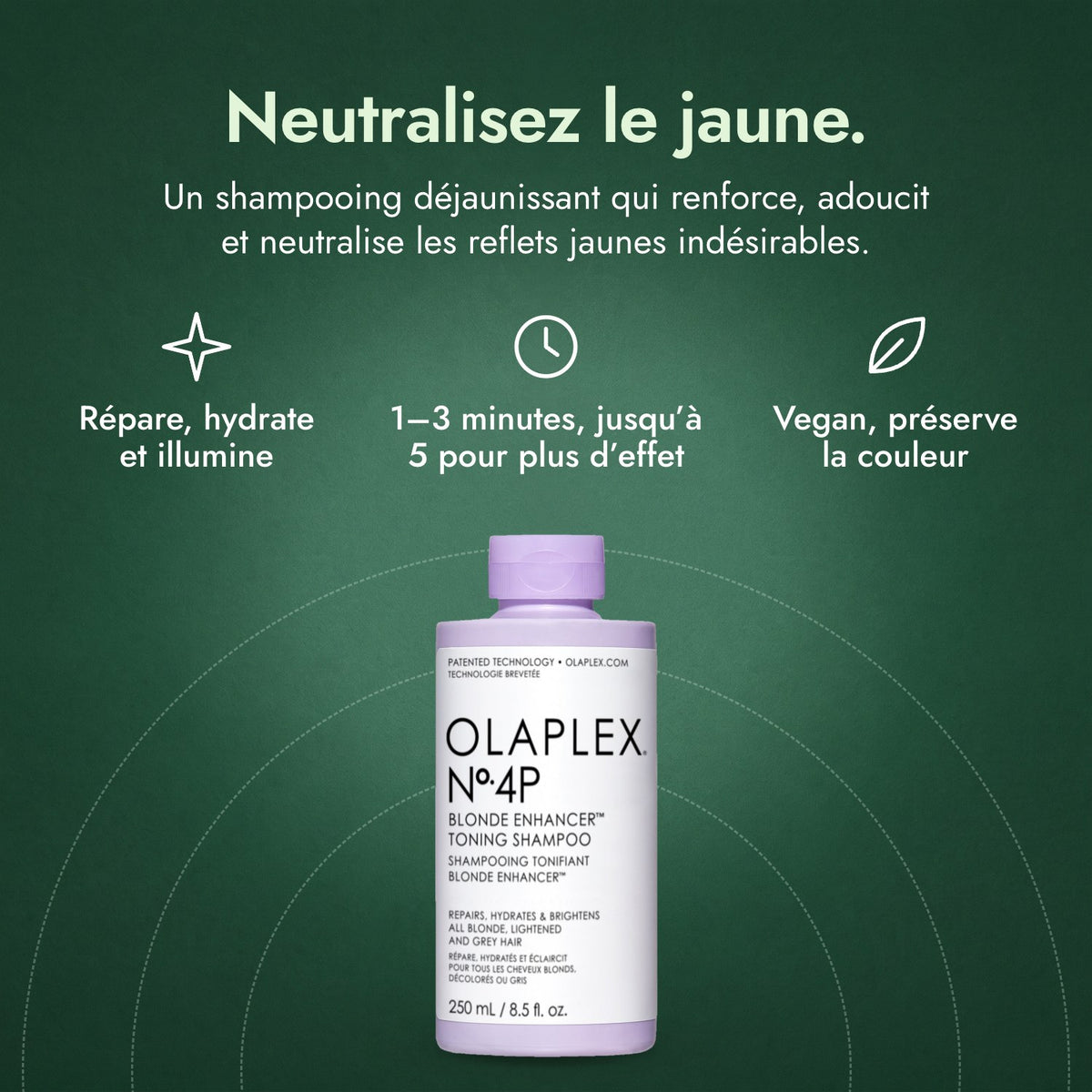 Olaplex No.4P Blonde Enhancer Toning Shampoo: Neutralisez le jaune. Répare, hydrate et illumine, 1–3 minutes, jusqu’à 5 pour plus d’effet, Vegan, préserve la couleur