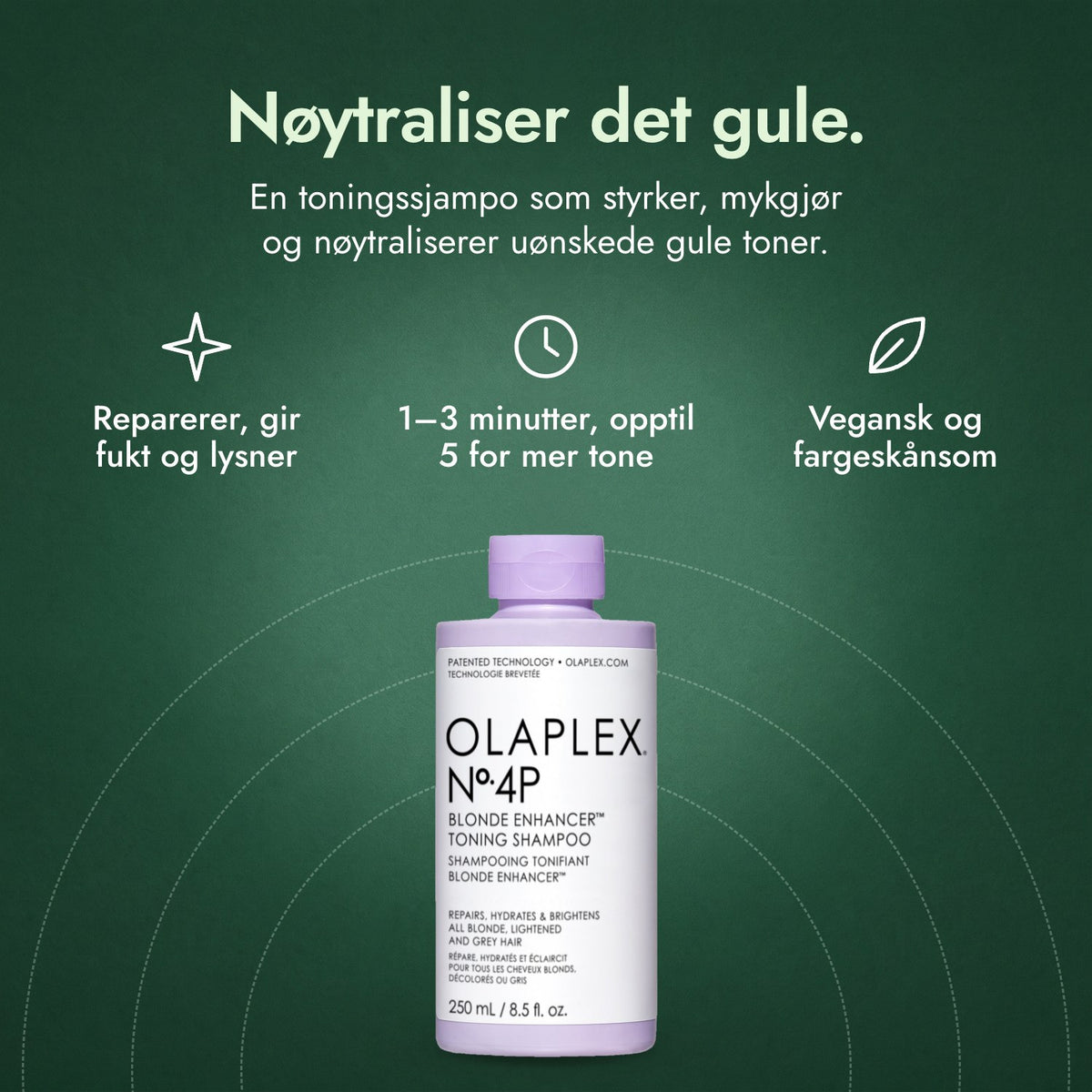 Olaplex No.4P Blonde Enhancer Toning sjampo: Nøytraliser det gule. Reparerer, gir fukt og lysner, 1–3 minutter, opptil 5 for mer tone, Vegansk og fargeskånsom