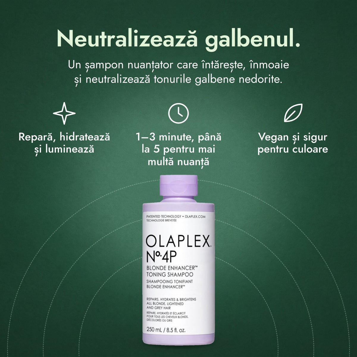 Olaplex No.4P Blonde Enhancer Toning șampon: Neutralizează galbenul. Repară, hidratează și luminează, 1–3 minute, până la 5 pentru mai multă nuanță, Vegan și sigur pentru culoare