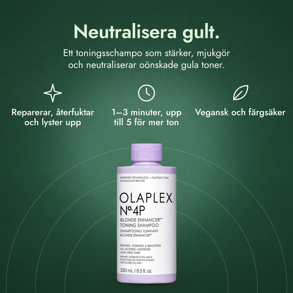 Olaplex No.4P Blonde Enhancer Toning Shampoo: Neutralisera gult. Reparerar, återfuktar och lyster upp, 1–3 minuter, upp till 5 för mer ton, Vegansk och färgsäker