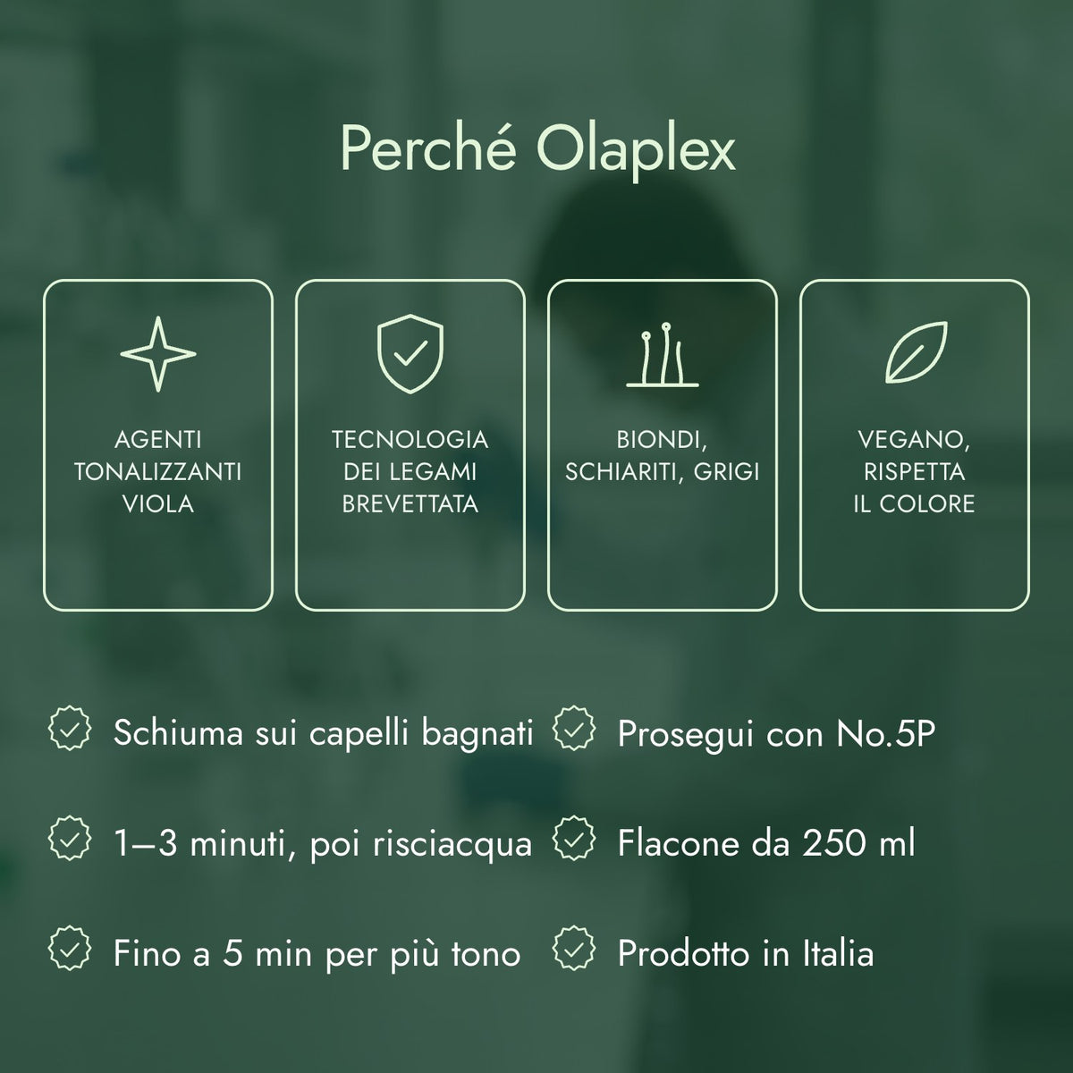 Perché Olaplex: Agenti tonalizzanti viola, Tecnologia dei legami brevettata, Biondi, schiariti, grigi, Vegano, rispetta il colore