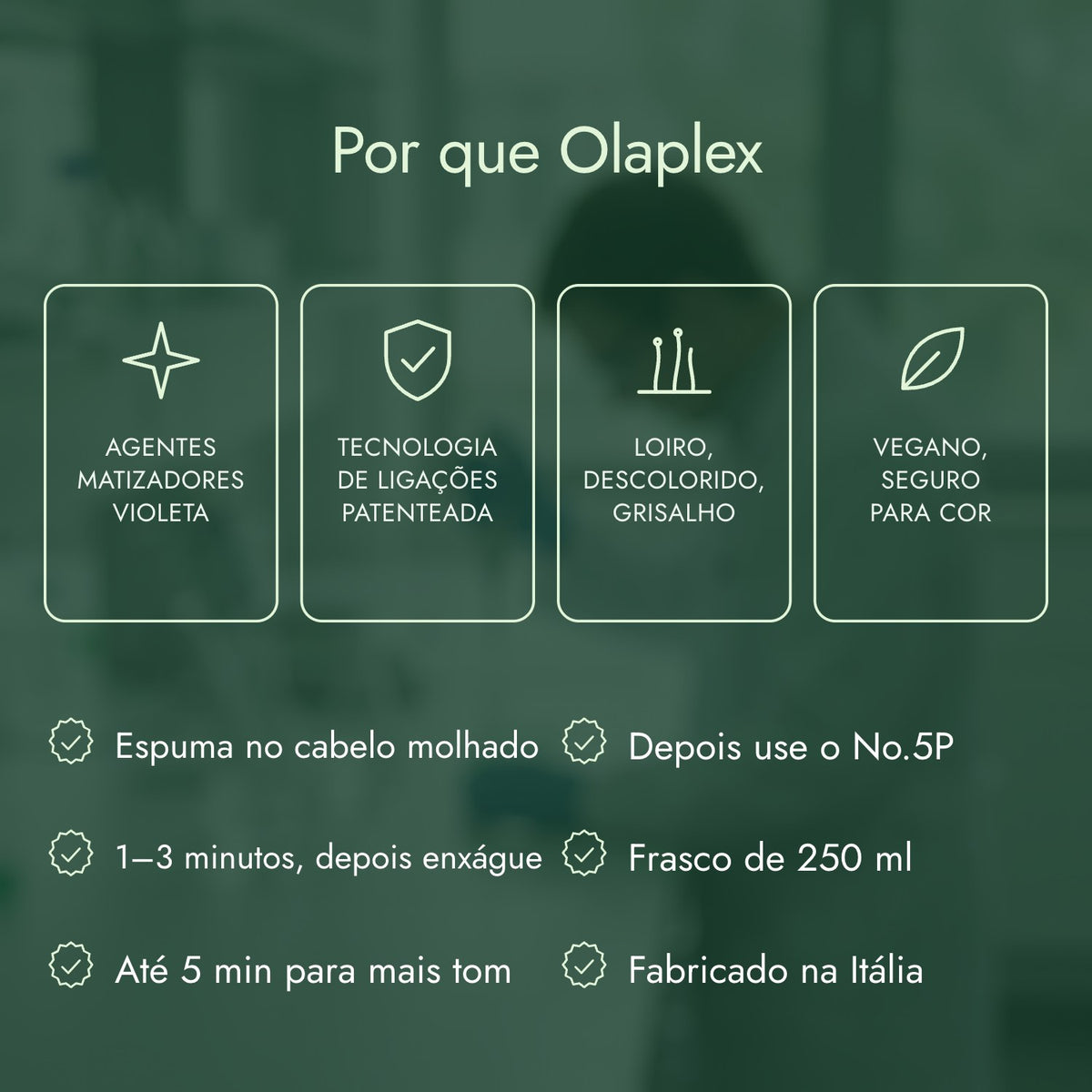 Por que Olaplex: Agentes matizadores violeta, Tecnologia de ligações patenteada, Loiro, descolorido, grisalho, Vegano, seguro para cor