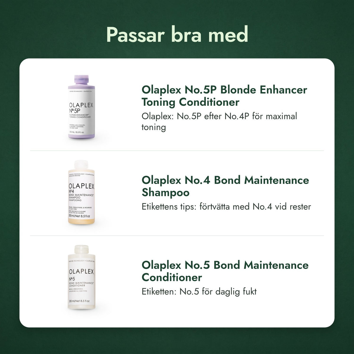 Passar bra med: Olaplex No.5P Blonde Enhancer Toning Conditioner, Olaplex No.4 Bond Maintenance Shampoo, Olaplex No.5 Bond Maintenance Conditioner