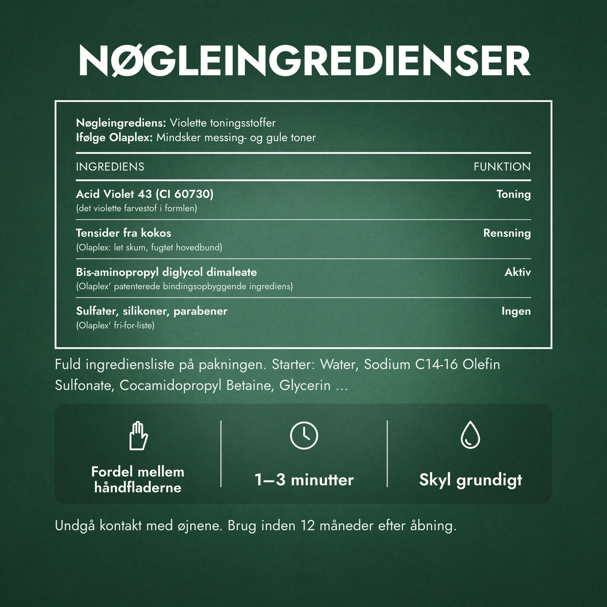 Nøgleingredienser: Olaplex No.4P Blonde Enhancer Toning Shampoo