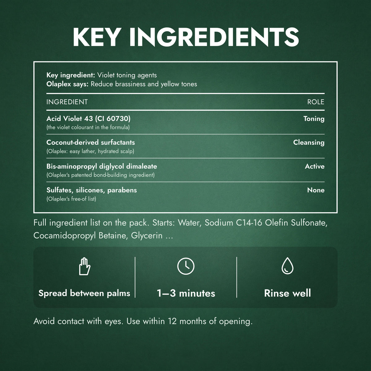 Key Ingredients: Olaplex No.4P Blonde Enhancer Toning Shampoo