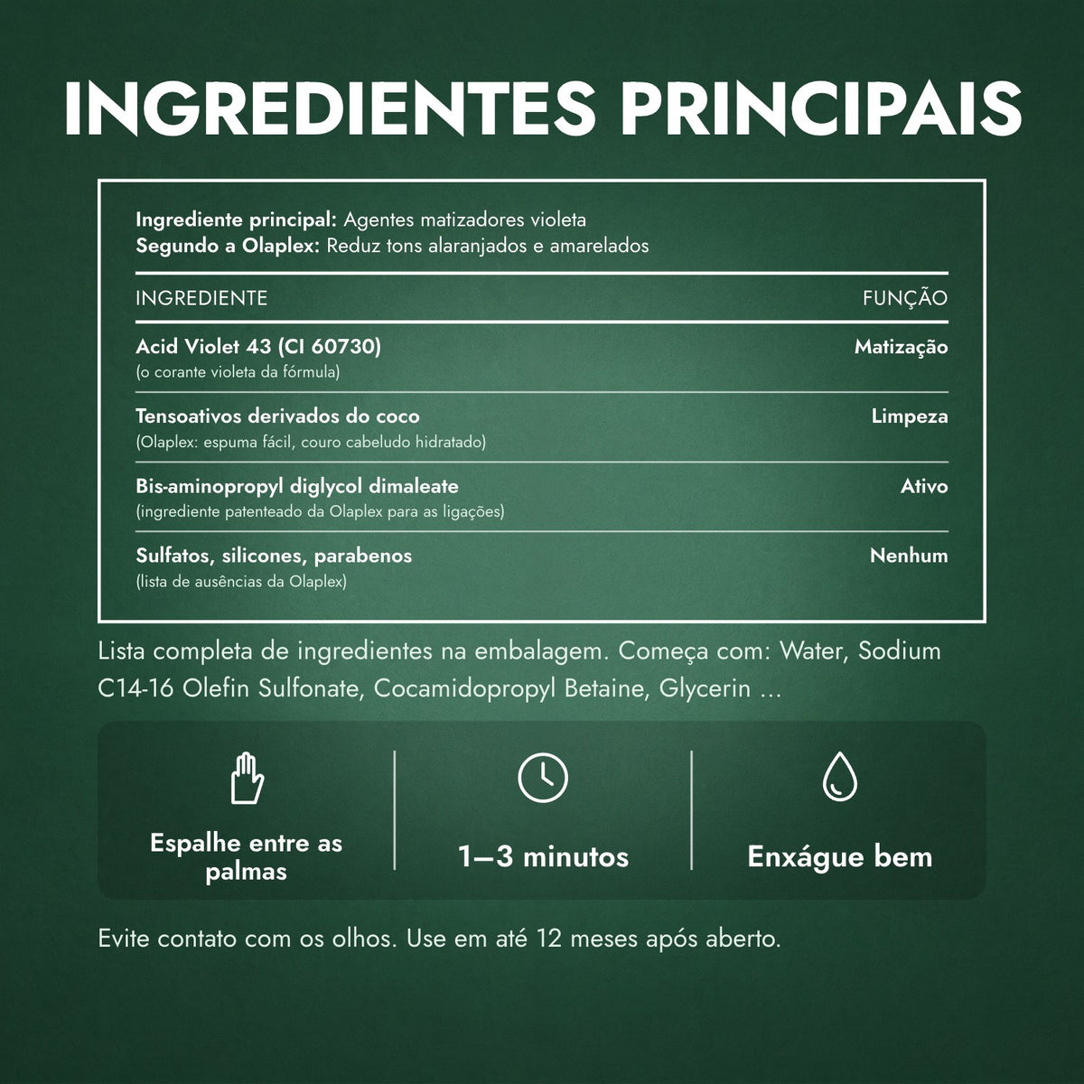 Ingredientes principais: Olaplex No.4P Blonde Enhancer Toning Shampoo