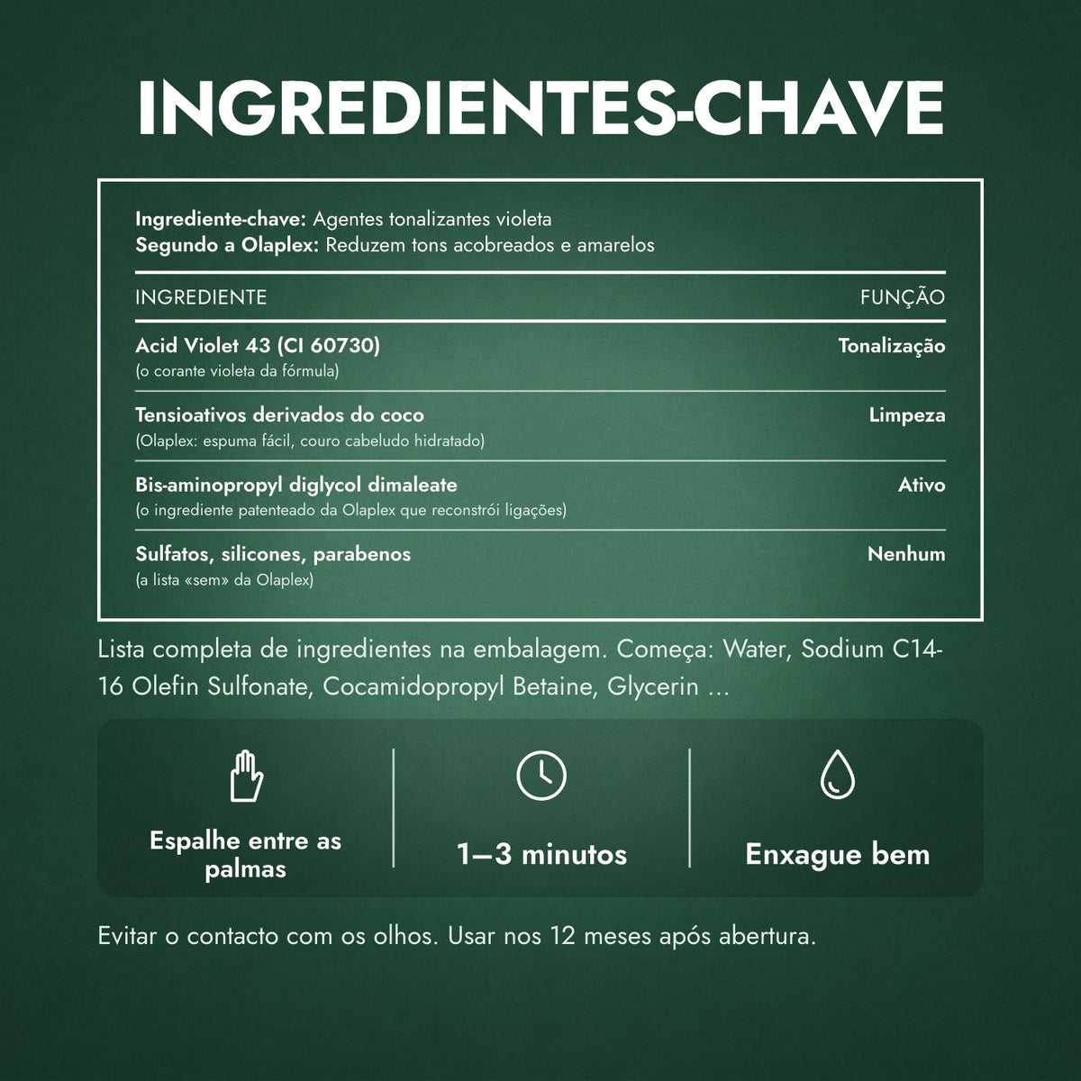 Ingredientes-chave: Olaplex No.4P Blonde Enhancer Champô Tonalizante
