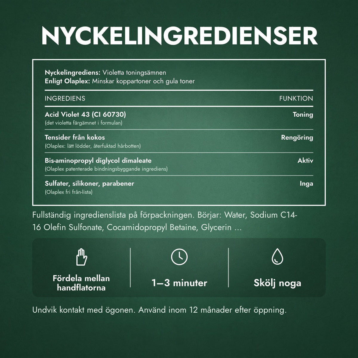 Nyckelingredienser: Olaplex No.4P Blonde Enhancer Toning Shampoo