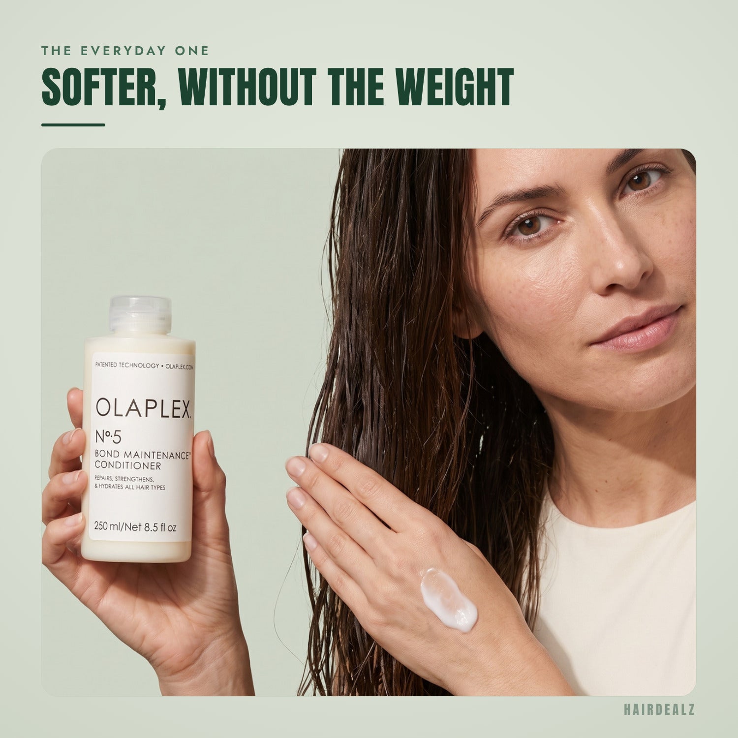 Olaplex No.5 in use against a green background