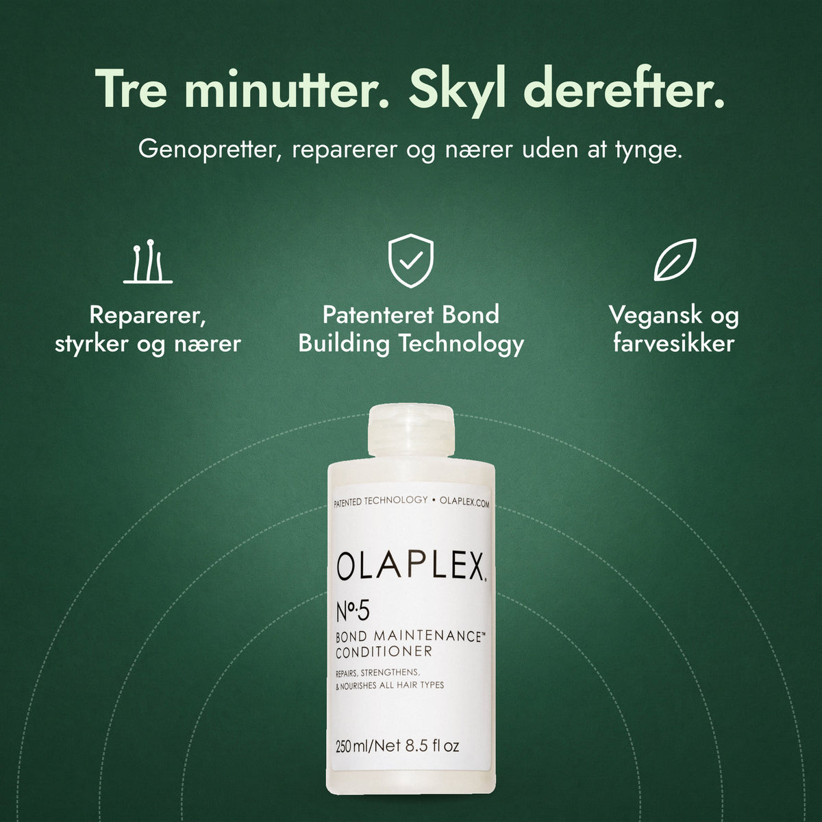Olaplex No.5 Bond Maintenance Conditioner: Tre minutter. Skyl derefter. Reparerer, styrker og nærer, Patenteret Bond Building Technology, Vegansk og farvesikker
