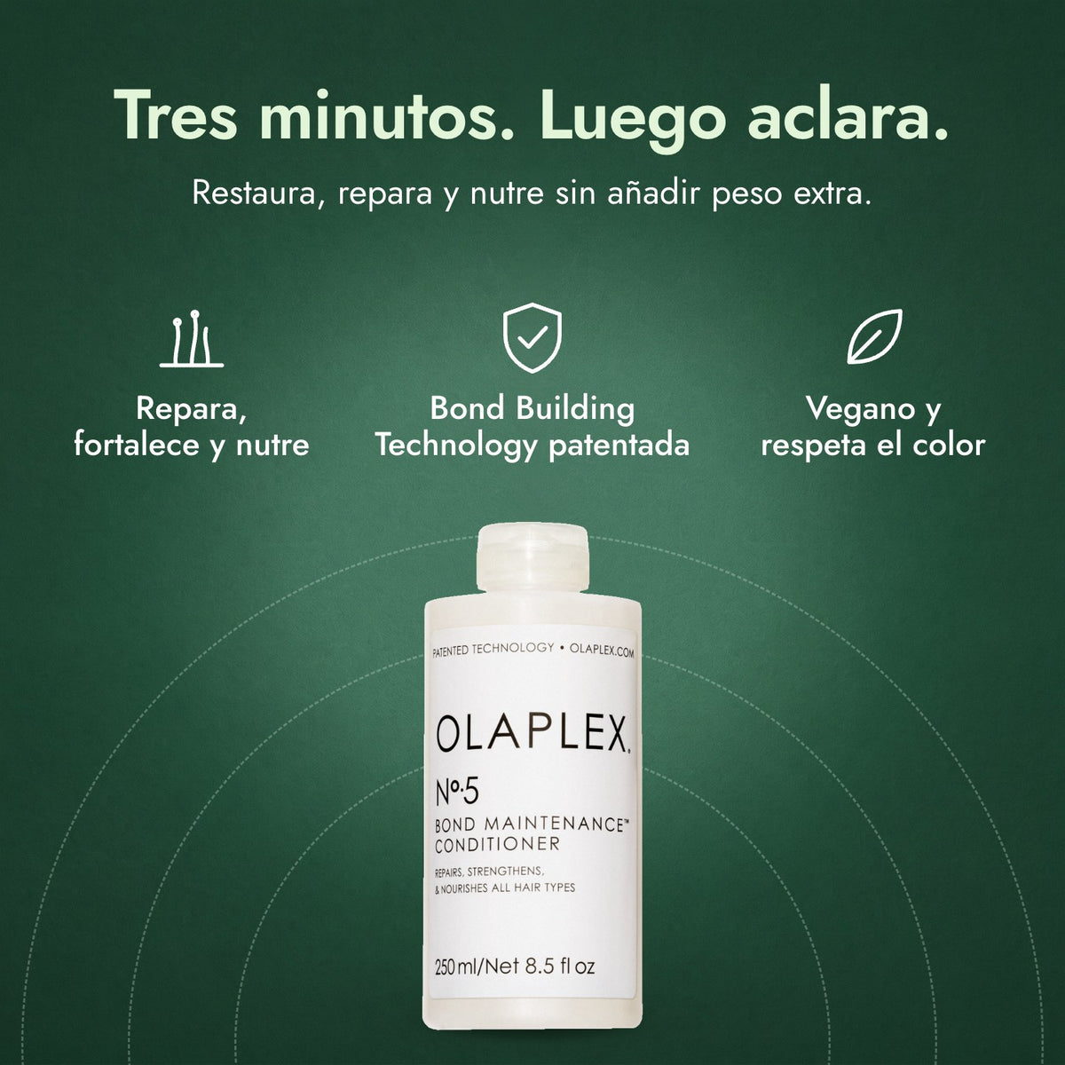 Olaplex No.5 Bond Maintenance Conditioner: Tres minutos. Luego aclara. Repara, fortalece y nutre, Bond Building Technology patentada, Vegano y respeta el color