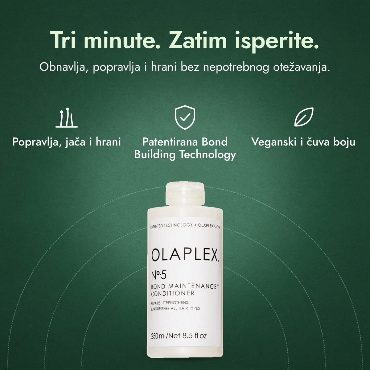 Olaplex No.5 Bond Maintenance Conditioner: Tri minute. Zatim isperite. Popravlja, jača i hrani, Patentirana Bond Building Technology, Veganski i čuva boju