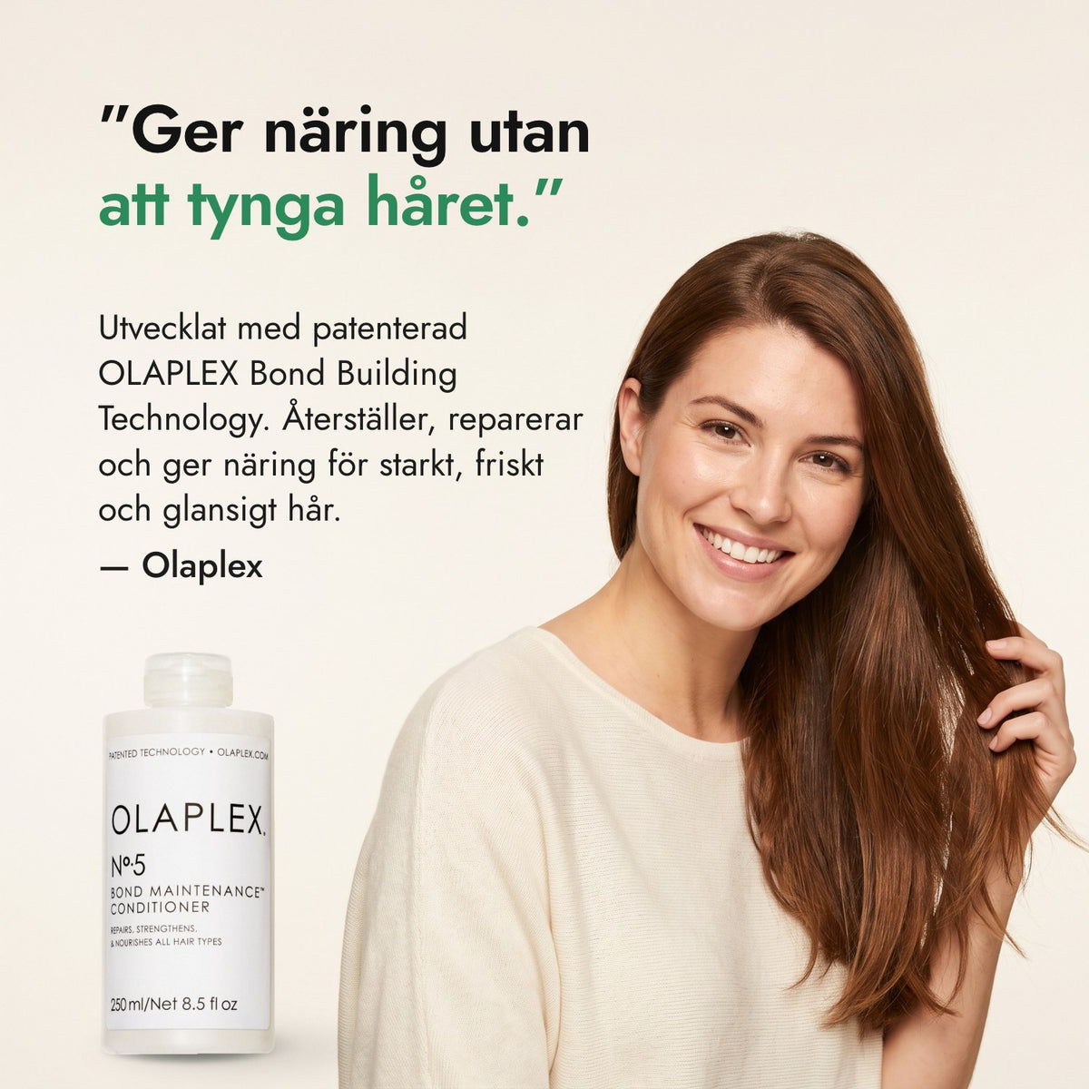 Ger näring utan att tynga håret. — Olaplex