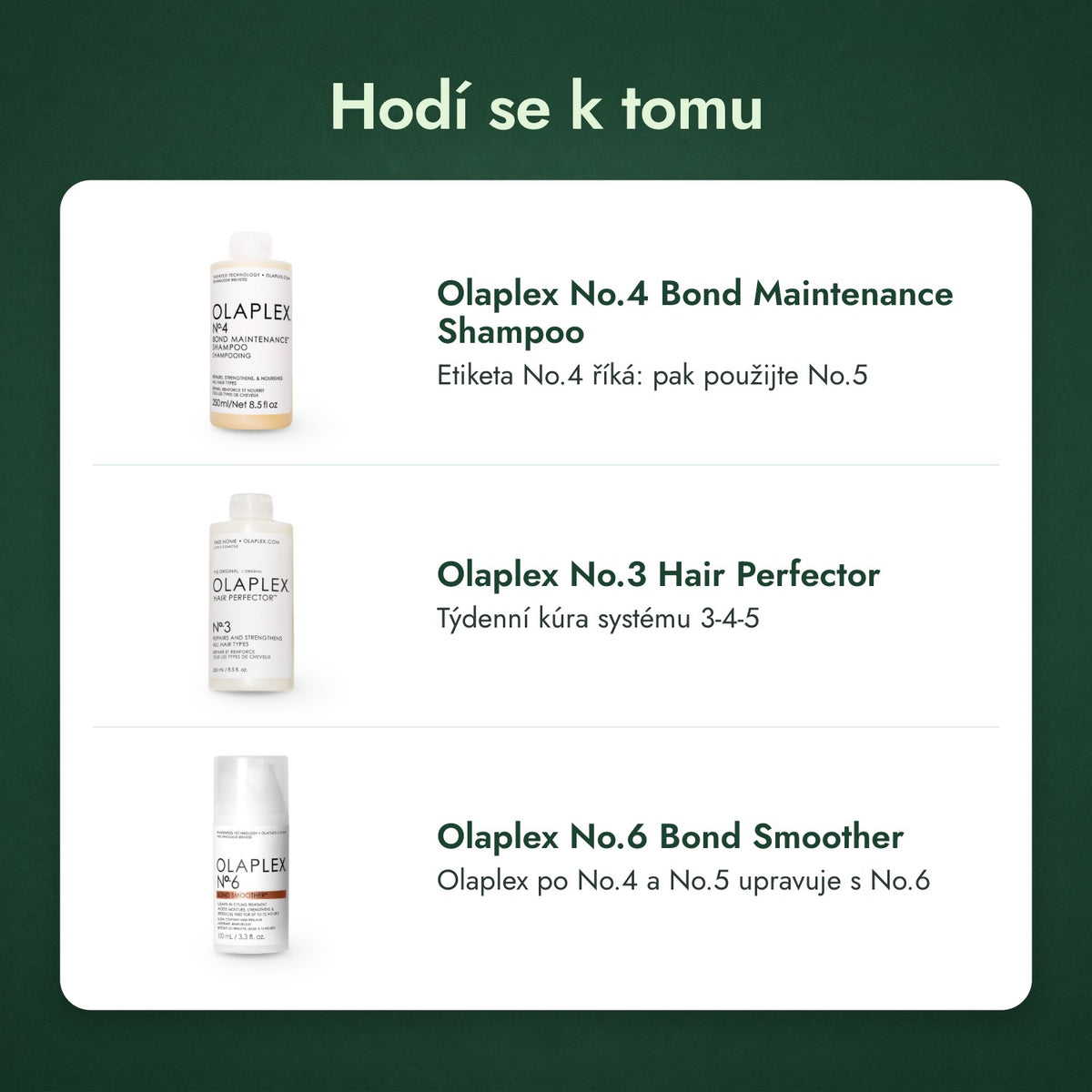 Hodí se k tomu: Olaplex No.4 Bond Maintenance Shampoo, Olaplex No.3 Hair Perfector, Olaplex No.6 Bond Smoother