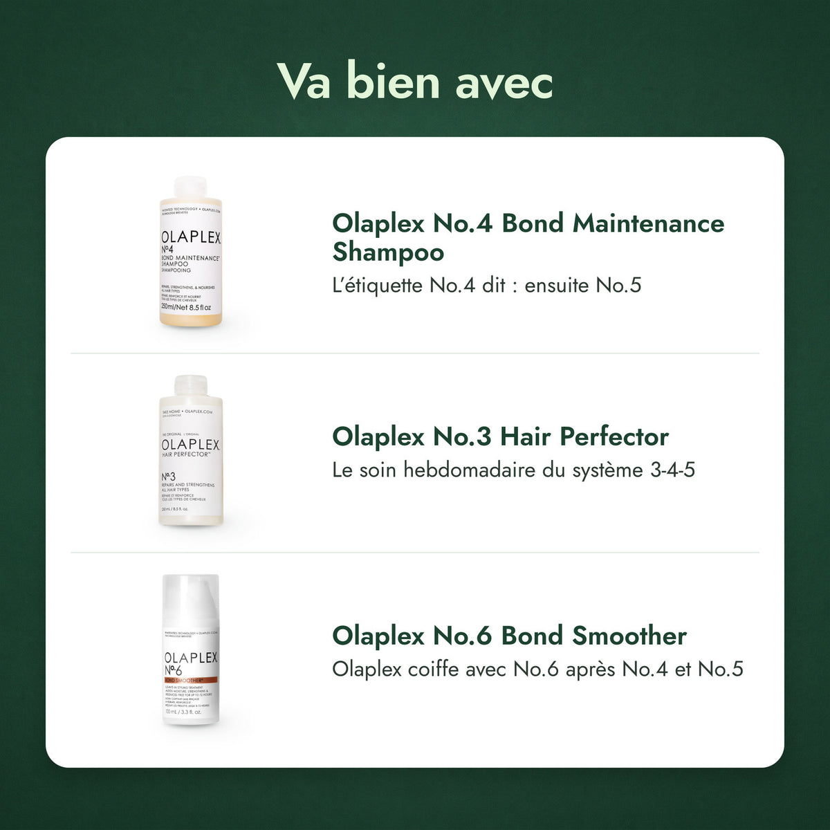 Va bien avec: Olaplex No.4 Bond Maintenance Shampoo, Olaplex No.3 Hair Perfector, Olaplex No.6 Bond Smoother