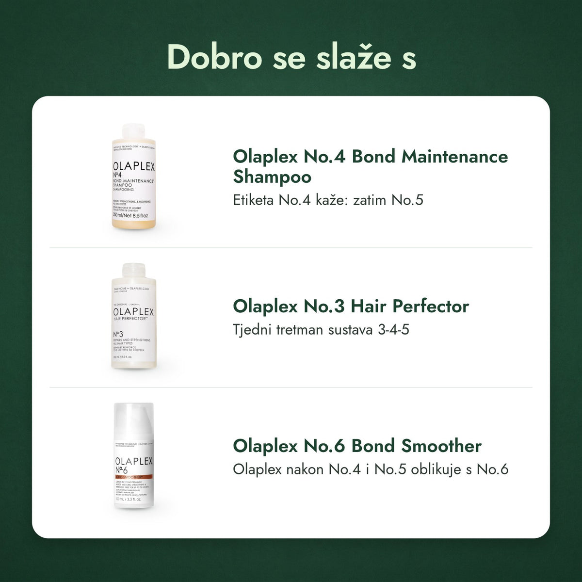 Dobro se slaže s: Olaplex No.4 Bond Maintenance Shampoo, Olaplex No.3 Hair Perfector, Olaplex No.6 Bond Smoother