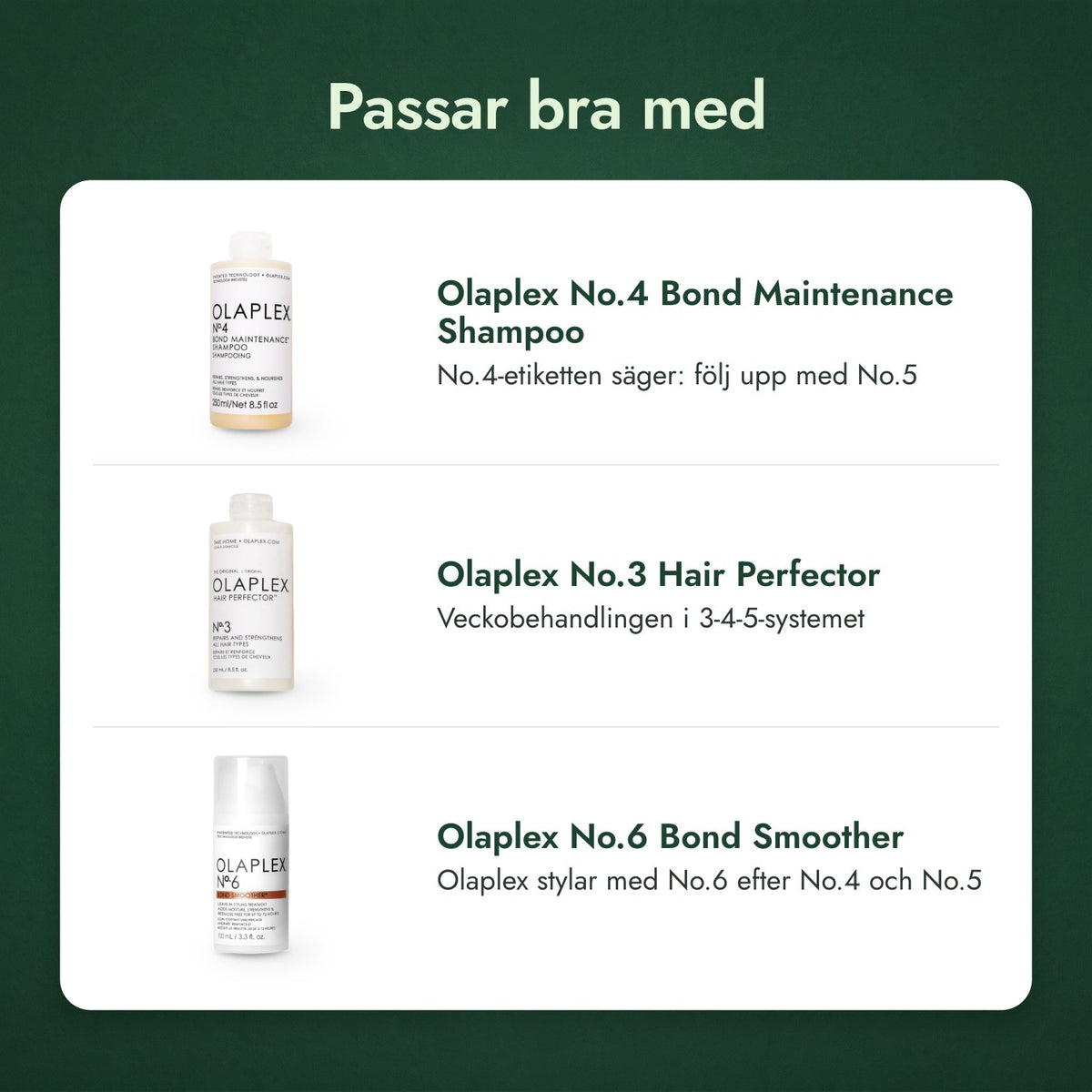 Passar bra med: Olaplex No.4 Bond Maintenance Shampoo, Olaplex No.3 Hair Perfector, Olaplex No.6 Bond Smoother