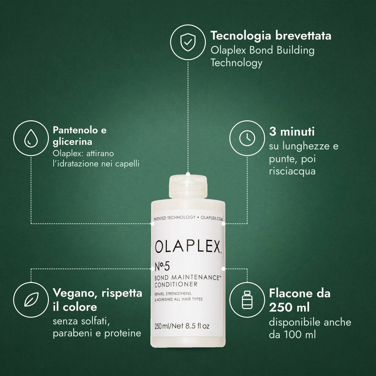 Olaplex No.5 Bond Maintenance Conditioner: Tecnologia brevettata, Pantenolo e glicerina, 3 minuti, Vegano, rispetta il colore, Flacone da 250 ml