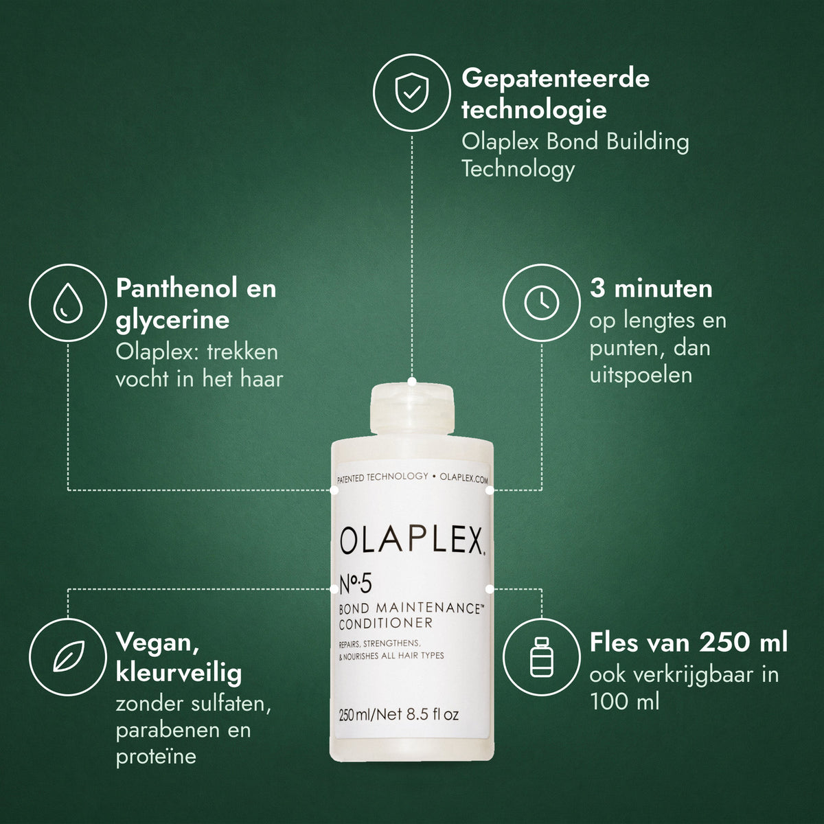Olaplex No.5 Bond Maintenance Conditioner: Gepatenteerde technologie, Panthenol en glycerine, 3 minuten, Vegan, kleurveilig, Fles van 250 ml