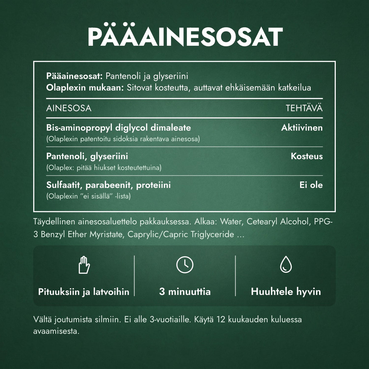 Pääainesosat: Olaplex No.5 Bond Maintenance -hoitoaine