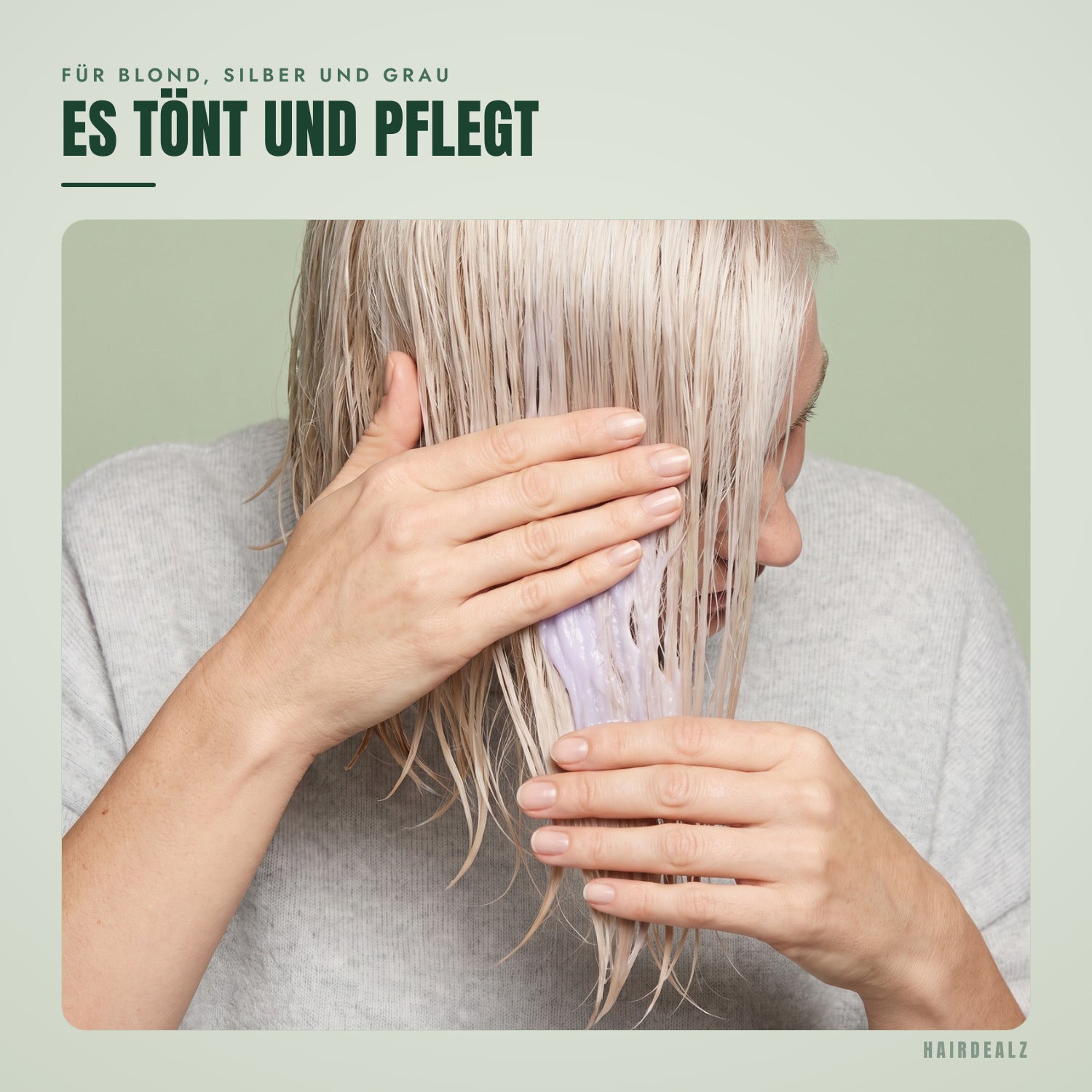 Olaplex No.5P in Anwendung vor grünem Hintergrund