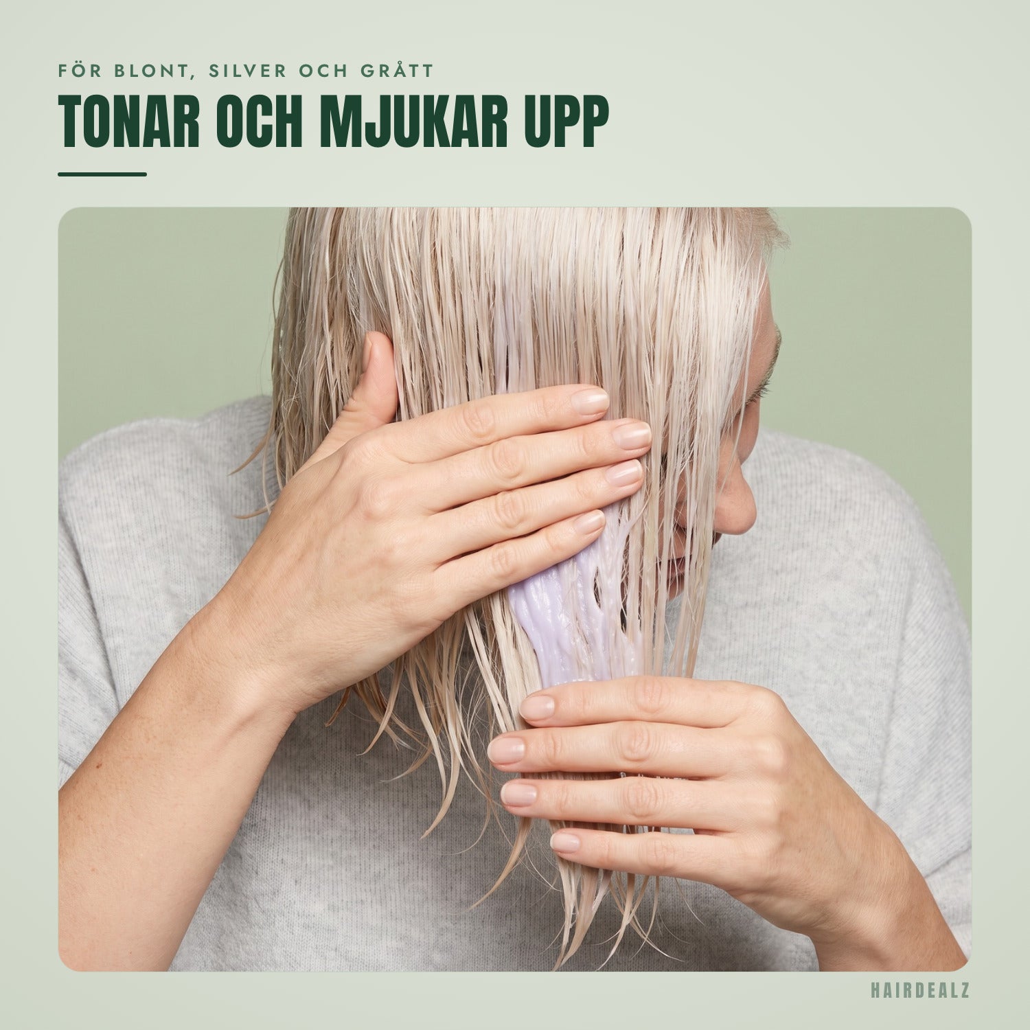 Olaplex No.5P i bruk mot en grön bakgrund