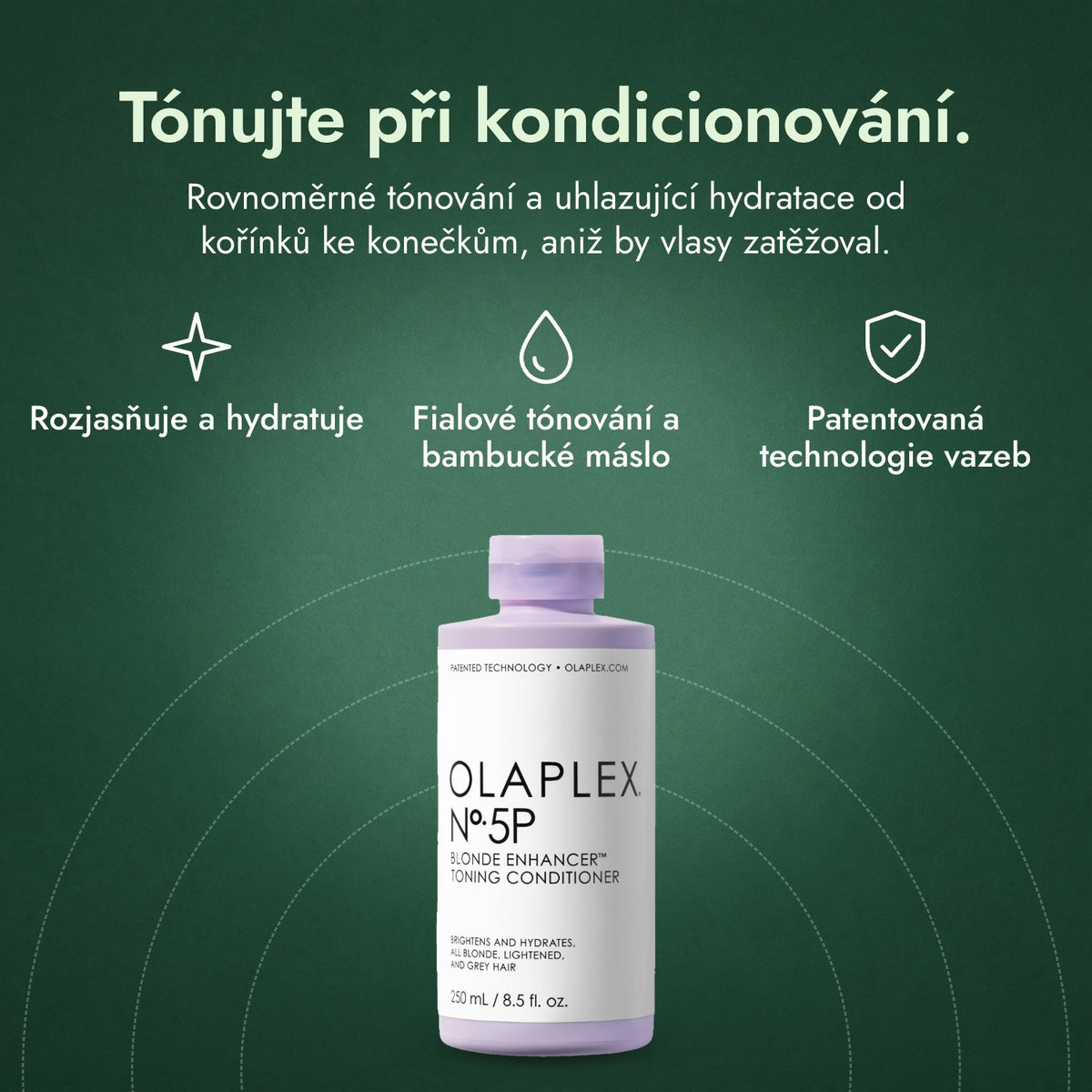 Olaplex No.5P Blonde Enhancer Toning Conditioner: Tónujte při kondicionování. Rozjasňuje a hydratuje, Fialové tónování a bambucké máslo, Patentovaná technologie vazeb