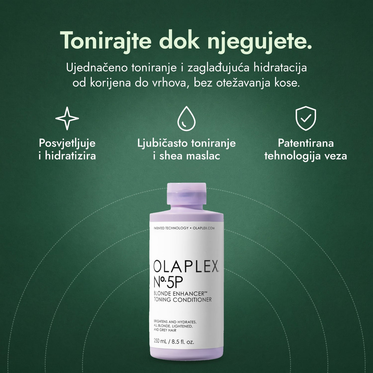 Olaplex No.5P Blonde Enhancer Toning Conditioner: Tonirajte dok njegujete. Posvjetljuje i hidratizira, Ljubičasto toniranje i shea maslac, Patentirana tehnologija veza