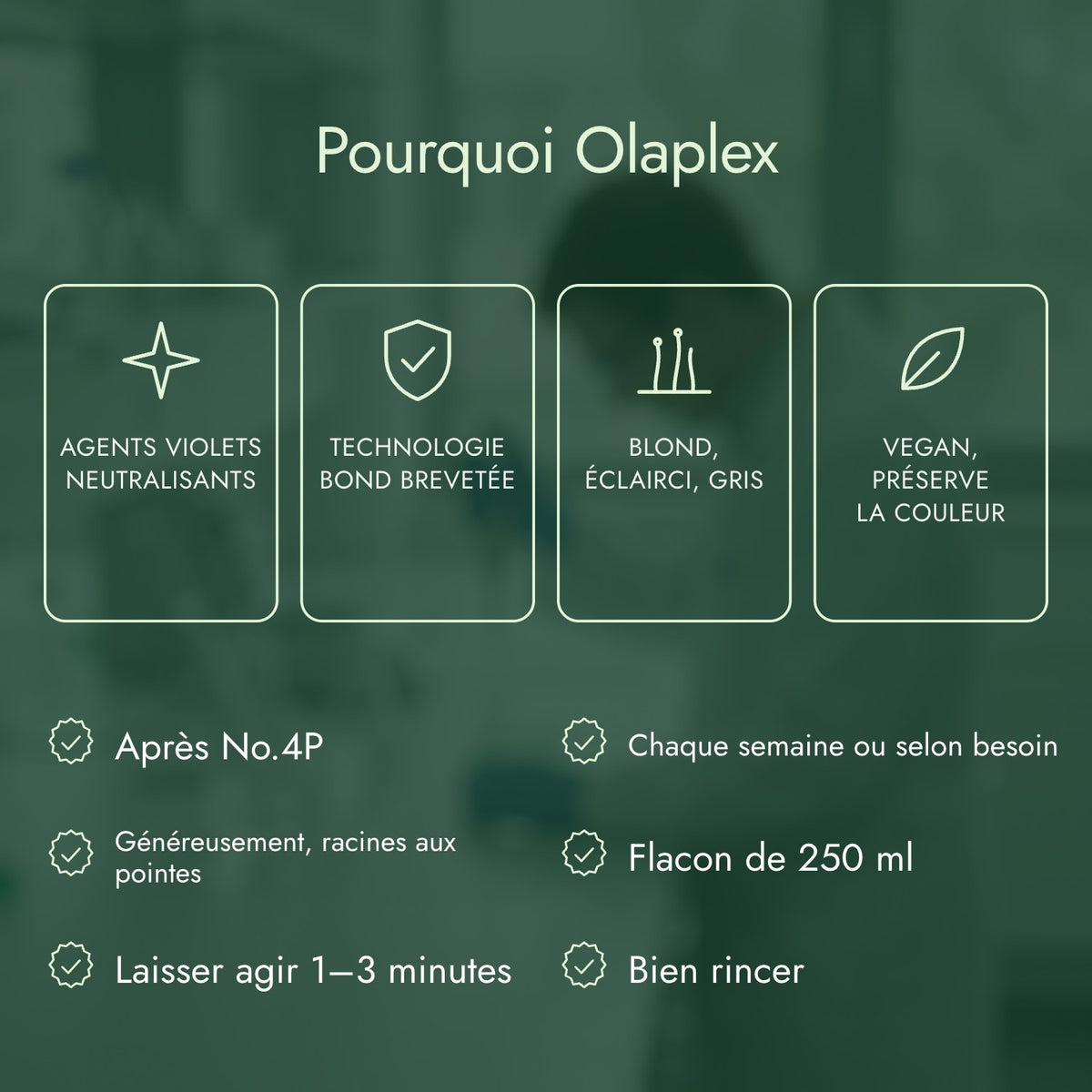 Pourquoi Olaplex: Agents violets neutralisants, Technologie bond brevetée, Blond, éclairci, gris, Vegan, préserve la couleur