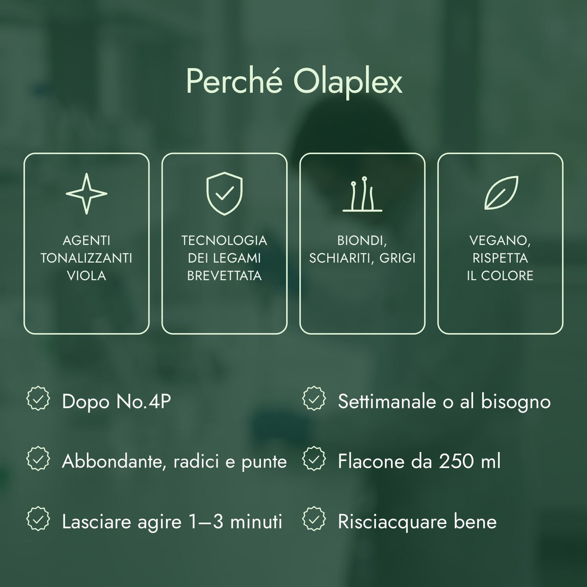 Perché Olaplex: Agenti tonalizzanti viola, Tecnologia dei legami brevettata, Biondi, schiariti, grigi, Vegano, rispetta il colore