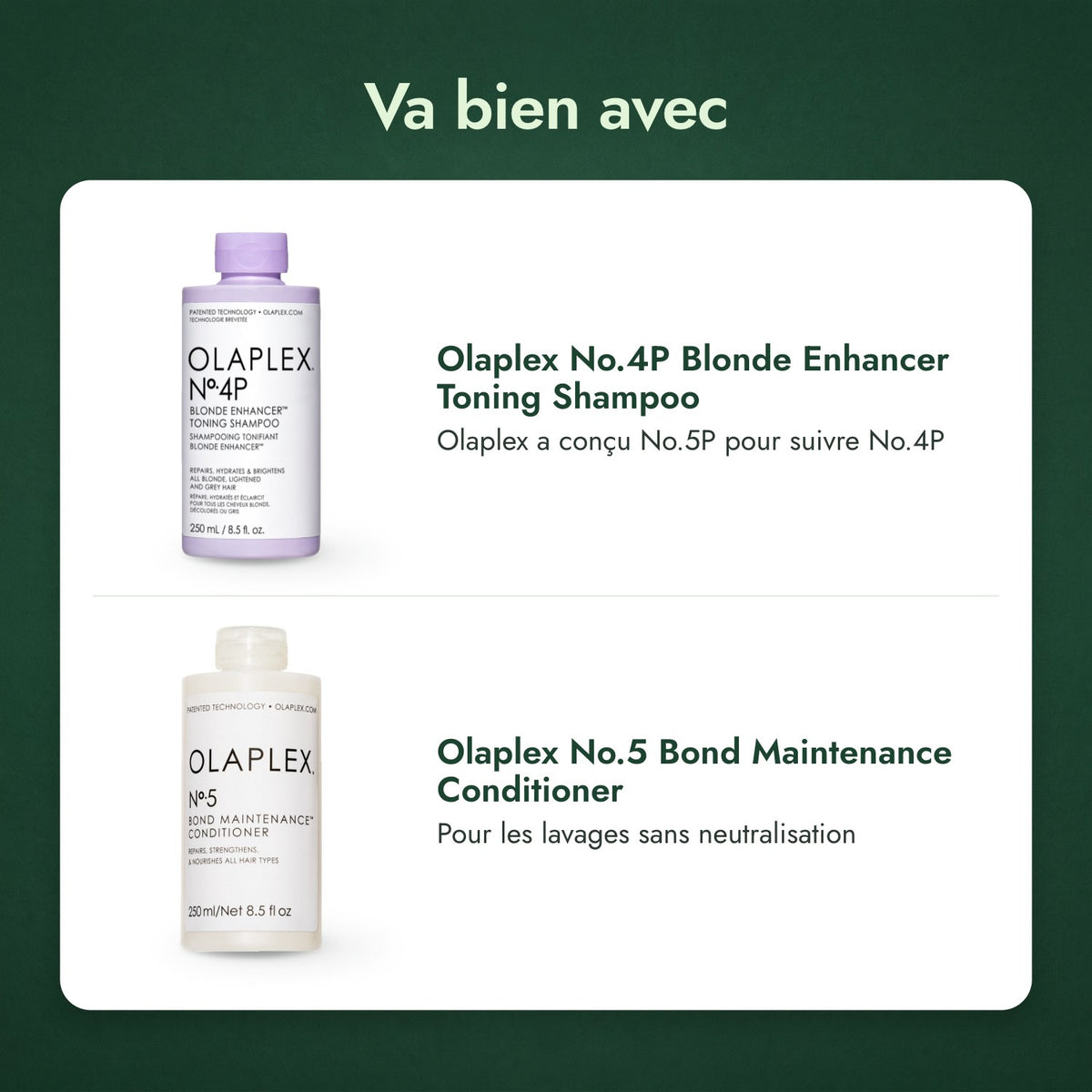 Va bien avec: Olaplex No.4P Blonde Enhancer Toning Shampoo, Olaplex No.5 Bond Maintenance Conditioner