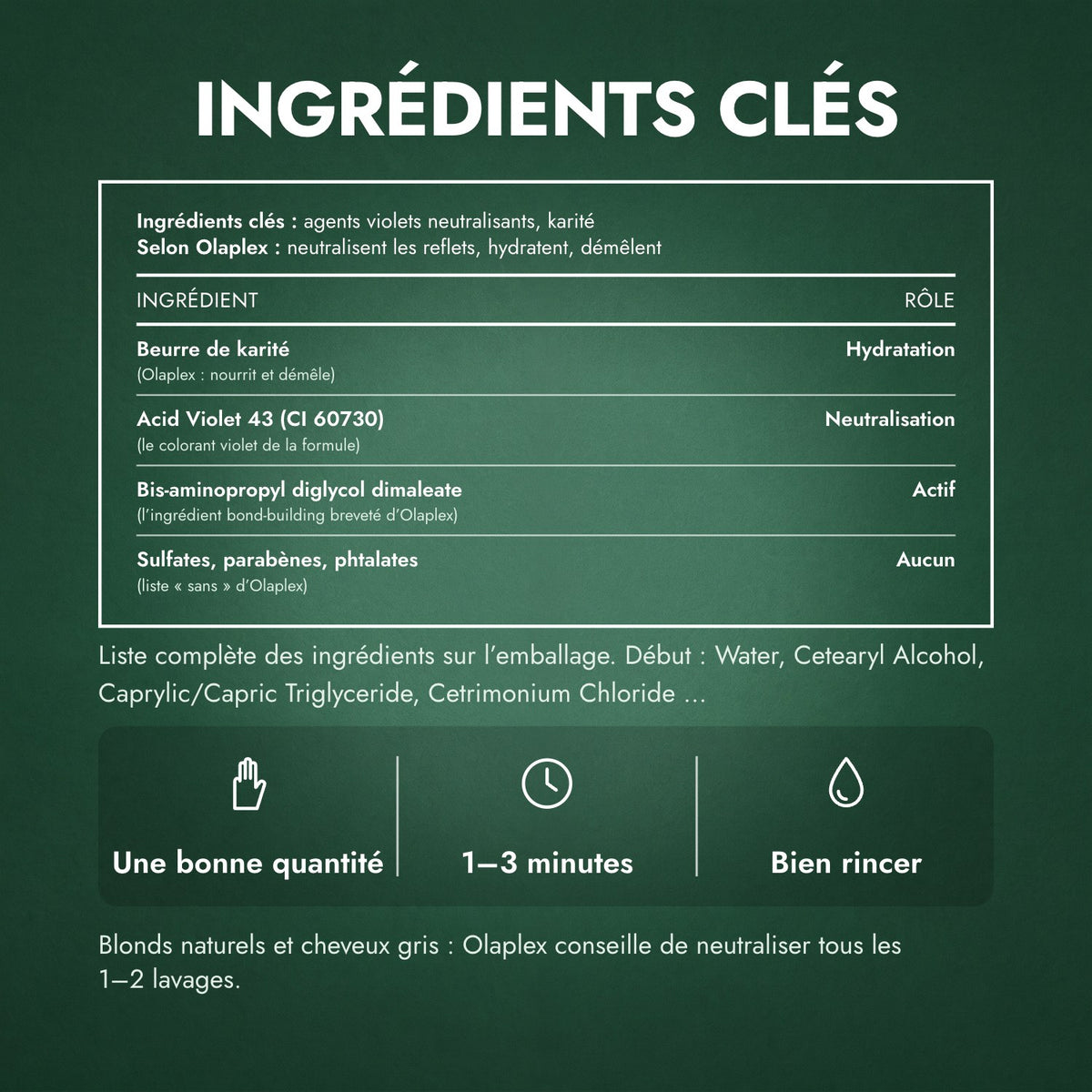 Ingrédients clés: Olaplex No.5P Blonde Enhancer Toning Conditioner