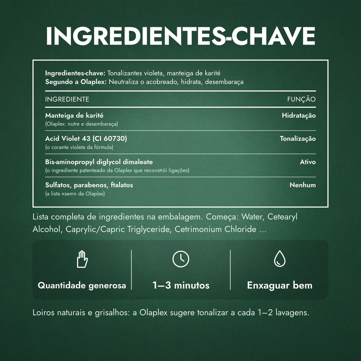 Ingredientes-chave: Olaplex No.5P Blonde Enhancer Amaciador Tonalizante