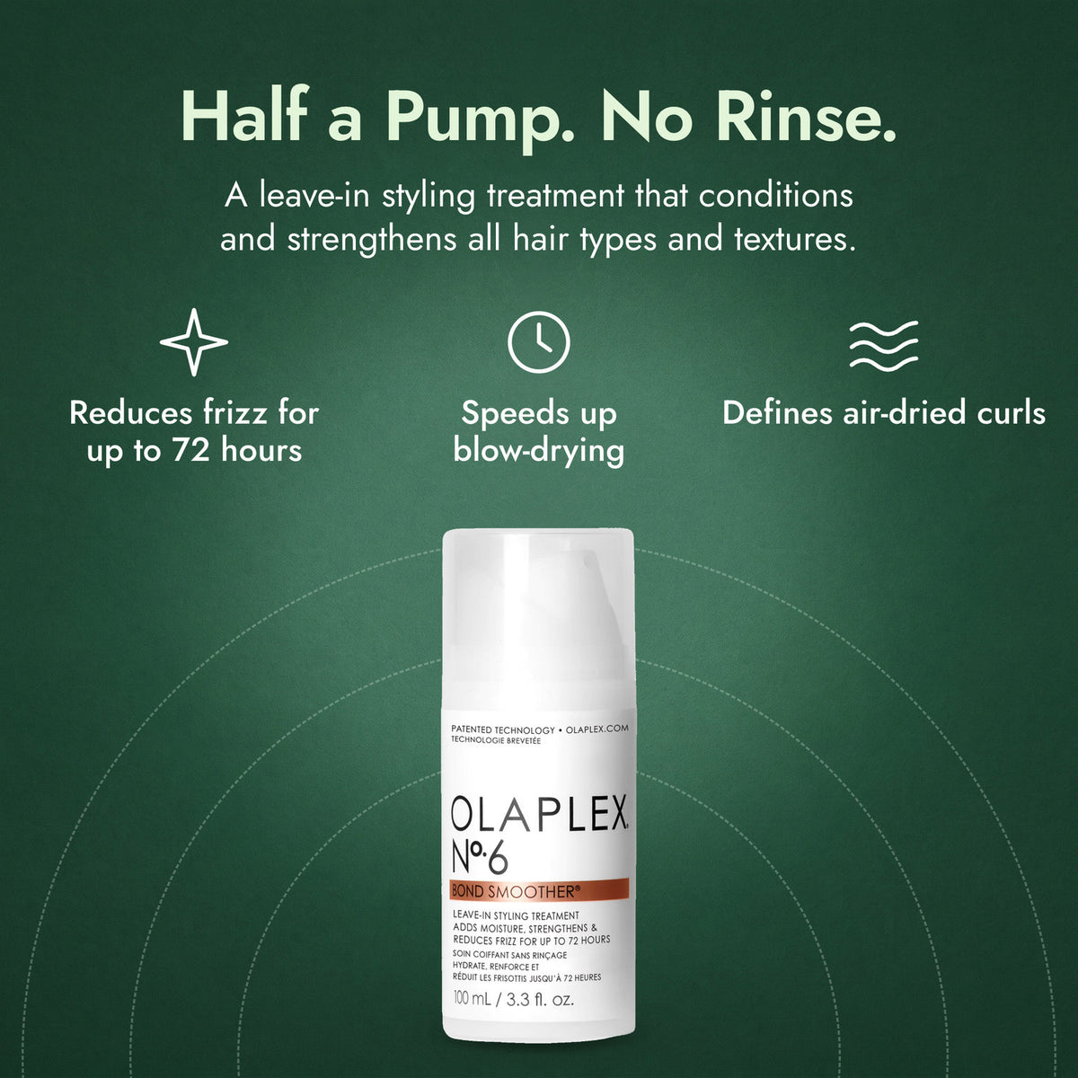 Olaplex No.6 Bond Smoother: Half a Pump. No Rinse. Reduces frizz for up to 72 hours, Speeds up blow-drying, Defines air-dried curls