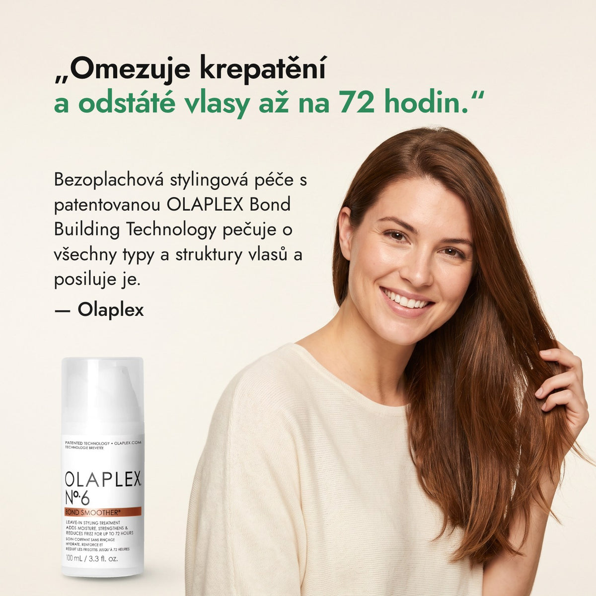 Omezuje krepatění a odstáté vlasy až na 72 hodin. — Olaplex