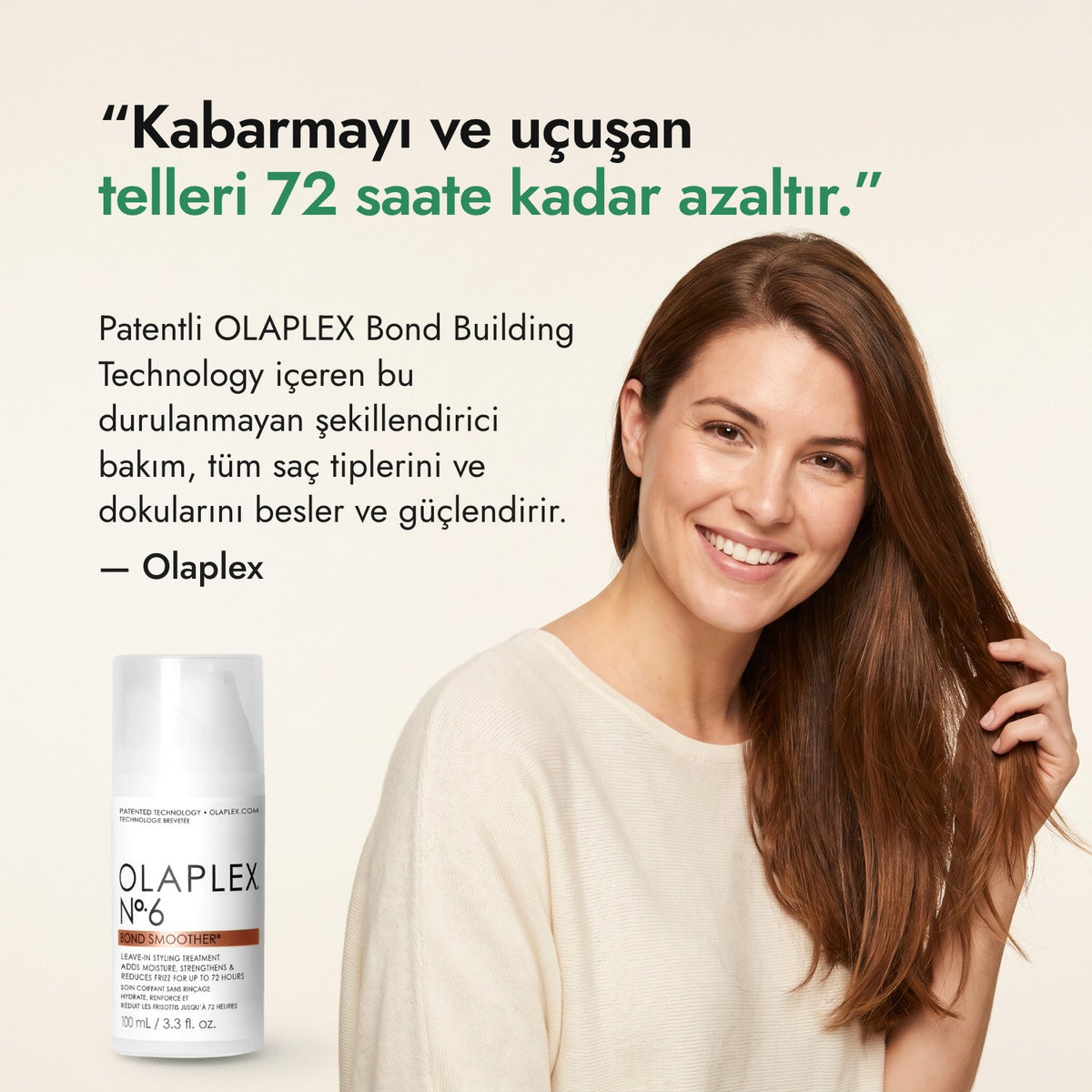 Kabarmayı ve uçuşan telleri 72 saate kadar azaltır. — Olaplex